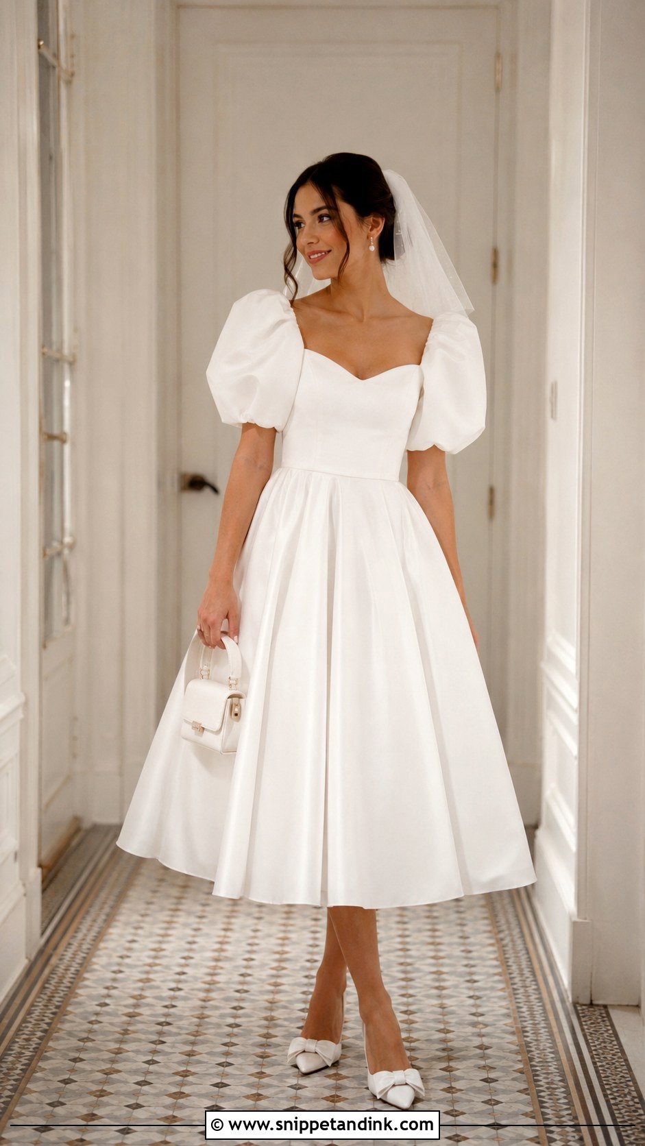 Tea Length Puffy Sleeve Wedding Dress - Snippet and Ink - 25 Wedding Dress Puffy Sleeves