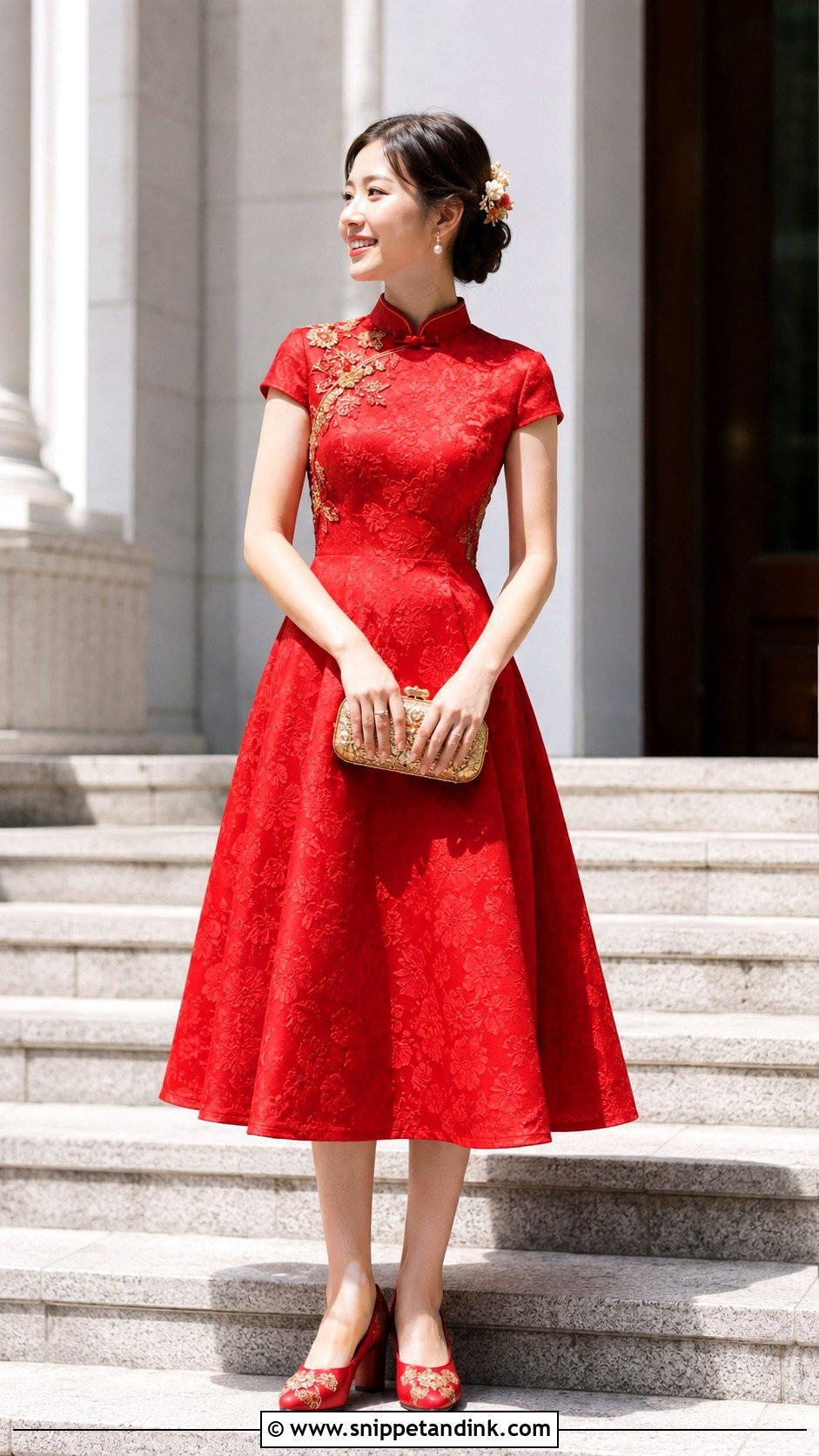 Tea Length Qipao Bridal Dress - Snippet and Ink - 20 Chinese Bridal Dress Ideas