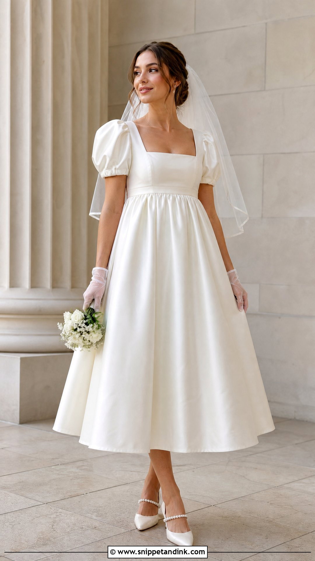 Tea Length Regency Wedding Dress - Snippet and Ink - 20 Regency Inspired Wedding Dress Ideas