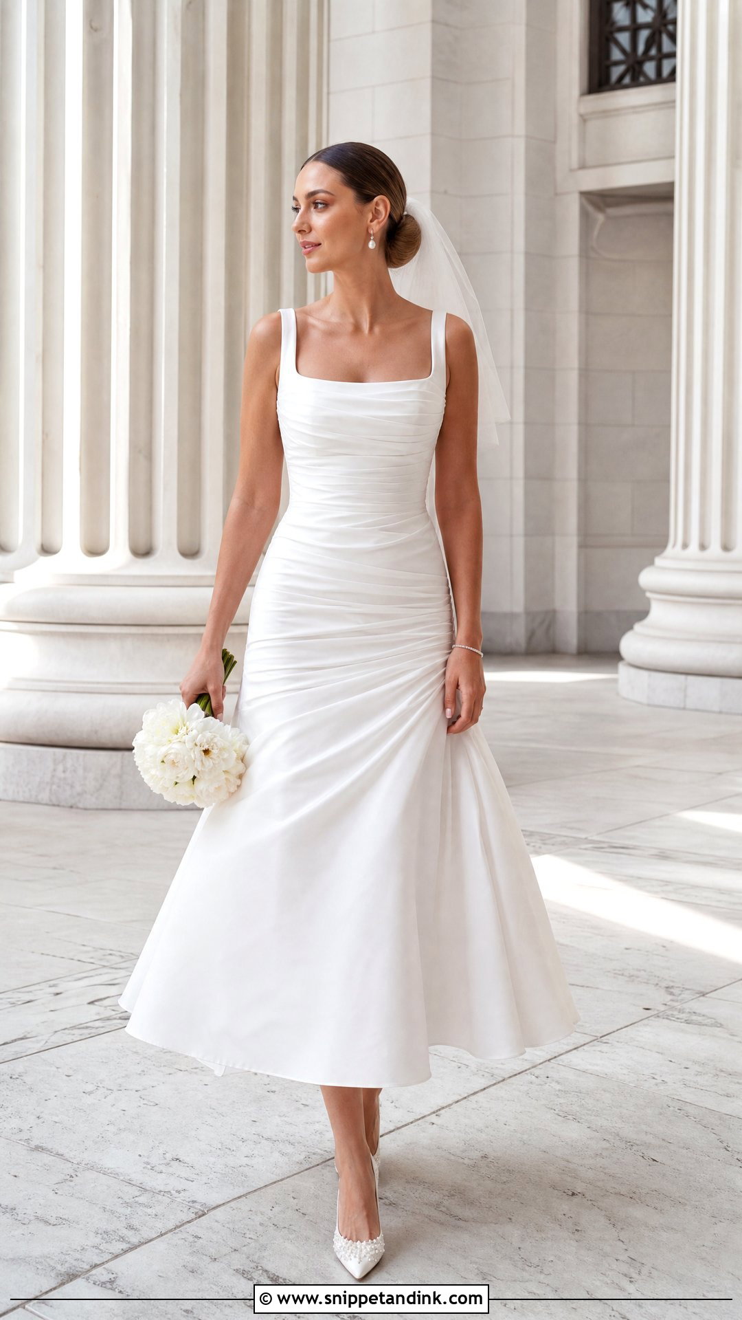 Tea Length Ruched Wedding Dress - Snippet and Ink - 25 Ruched Wedding Dress Ideas