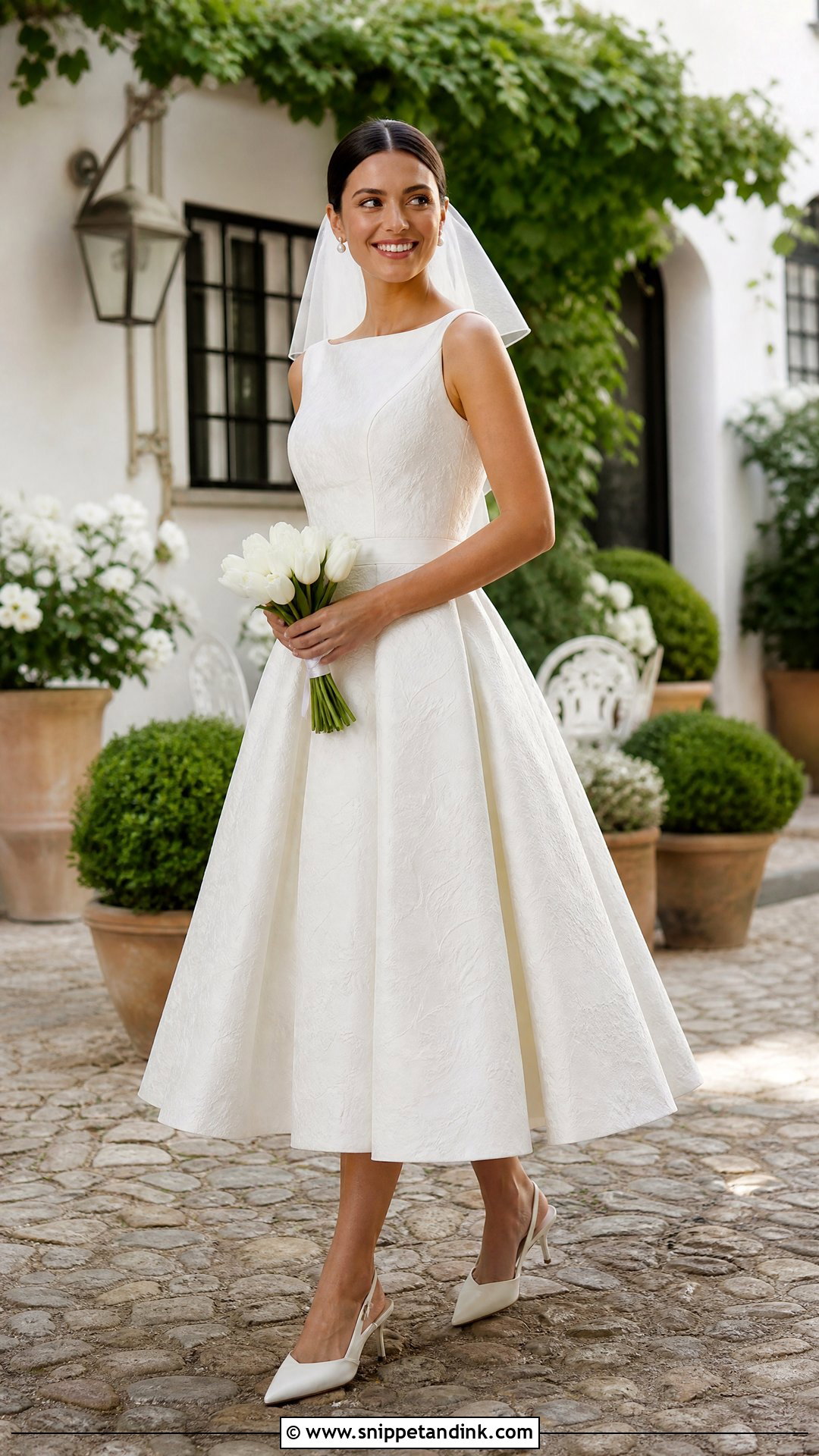 Tea Length Sabrina Wedding Dress - Snippet and Ink - 20 Sabrina Wedding Dress Ideas