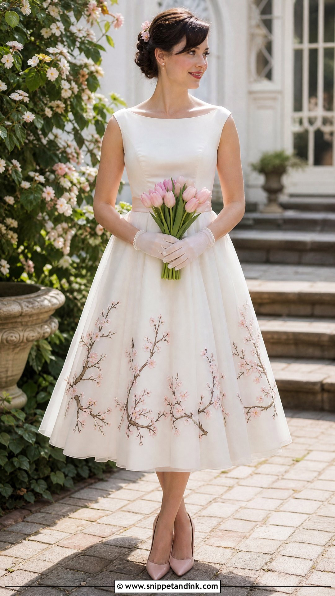 Tea Length Sakura Wedding Dress - Snippet and Ink - 20 Sakura Wedding Dress Ideas