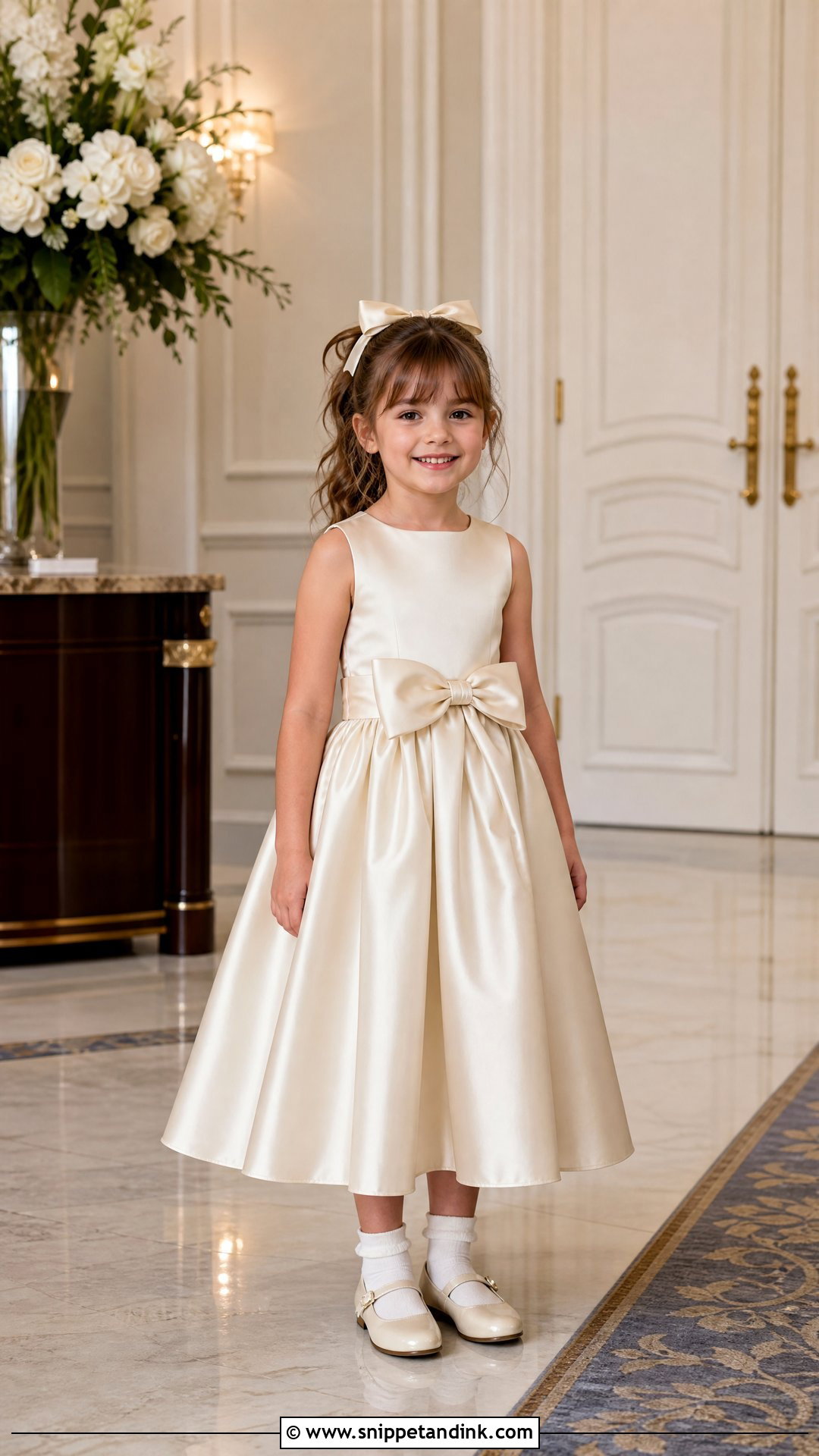 Tea Length Satin Flower Girl Wedding Dress - Snippet and Ink - 20 Wedding Dress for Kids Girl Ideas
