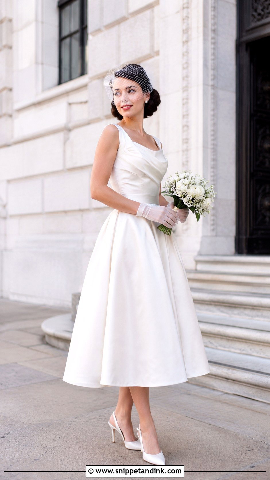 Tea Length Satin Wedding Dress - Snippet and Ink - 20 Vintage Satin Wedding Dress Ideas