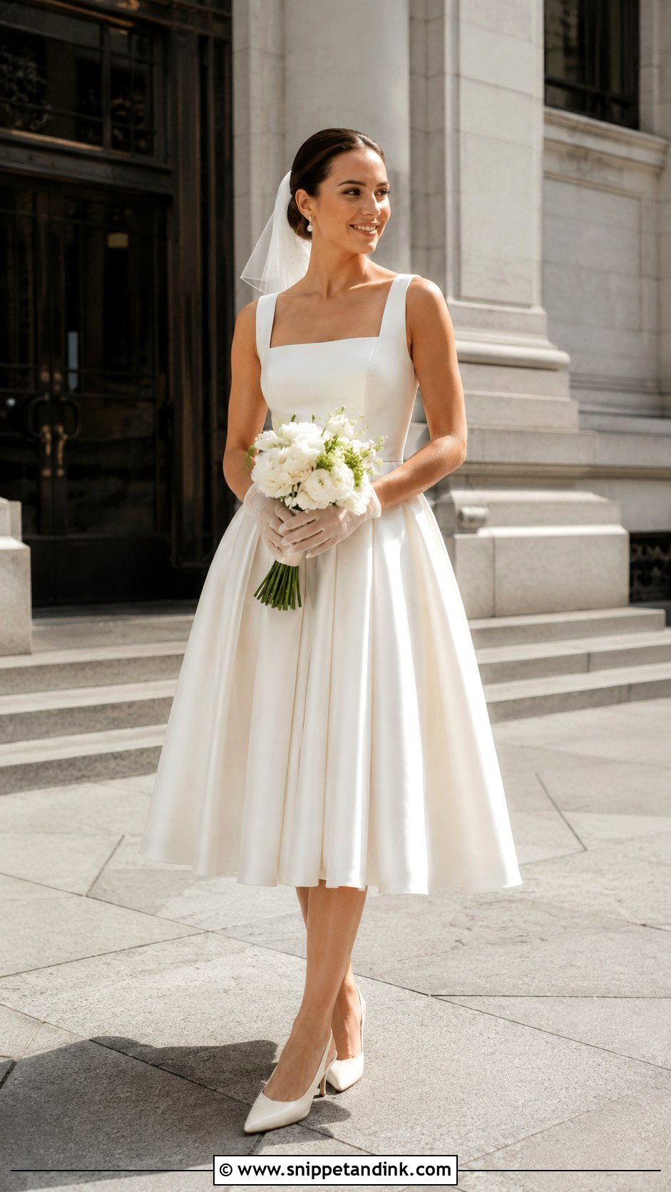 Tea Length Satin Wedding Dress - Snippet and Ink - 20 Modern Chic Wedding Dress Ideas