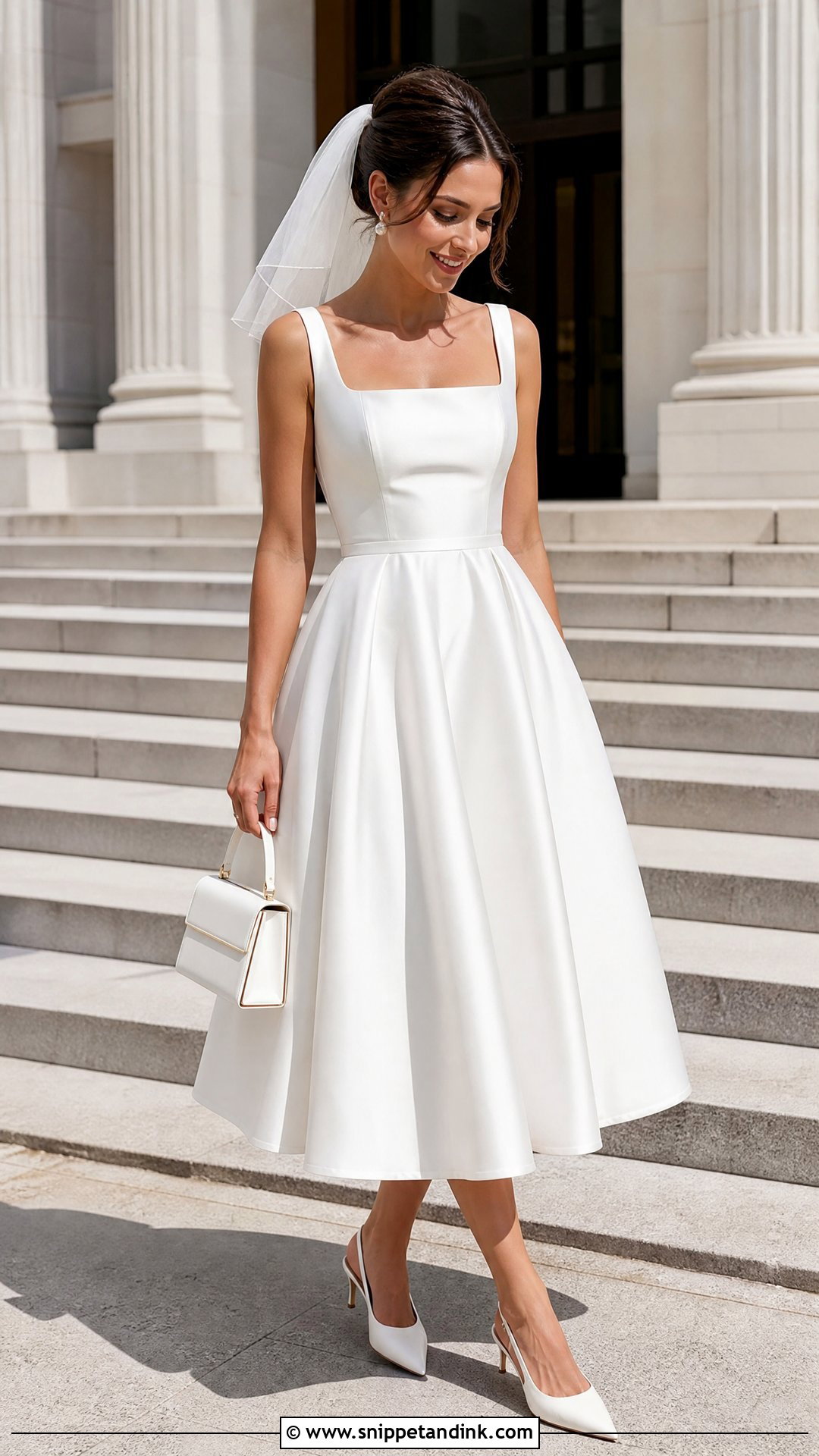 Tea Length Satin Wedding Dress - Snippet and Ink - 20 No Lace Wedding Dresses
