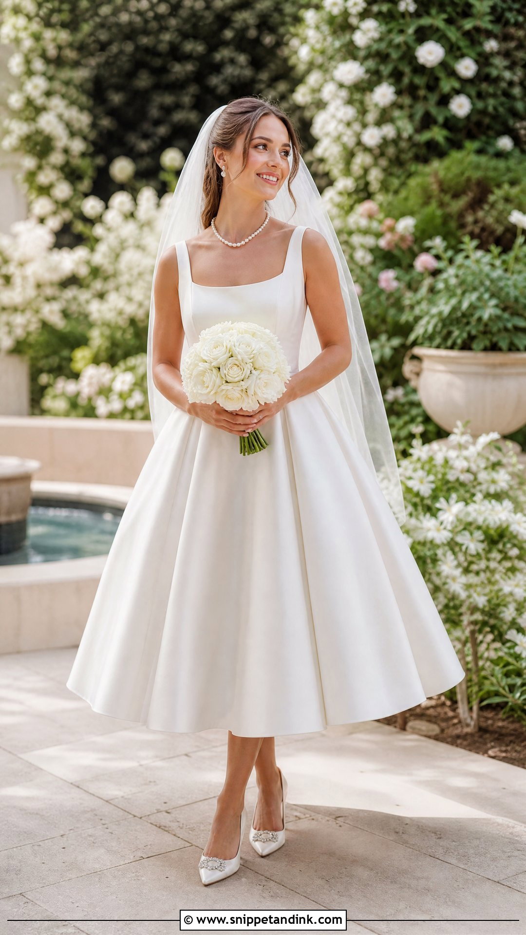 Tea Length Satin Wedding Dress - Snippet and Ink - 20 Short Satin Wedding Dress Ideas