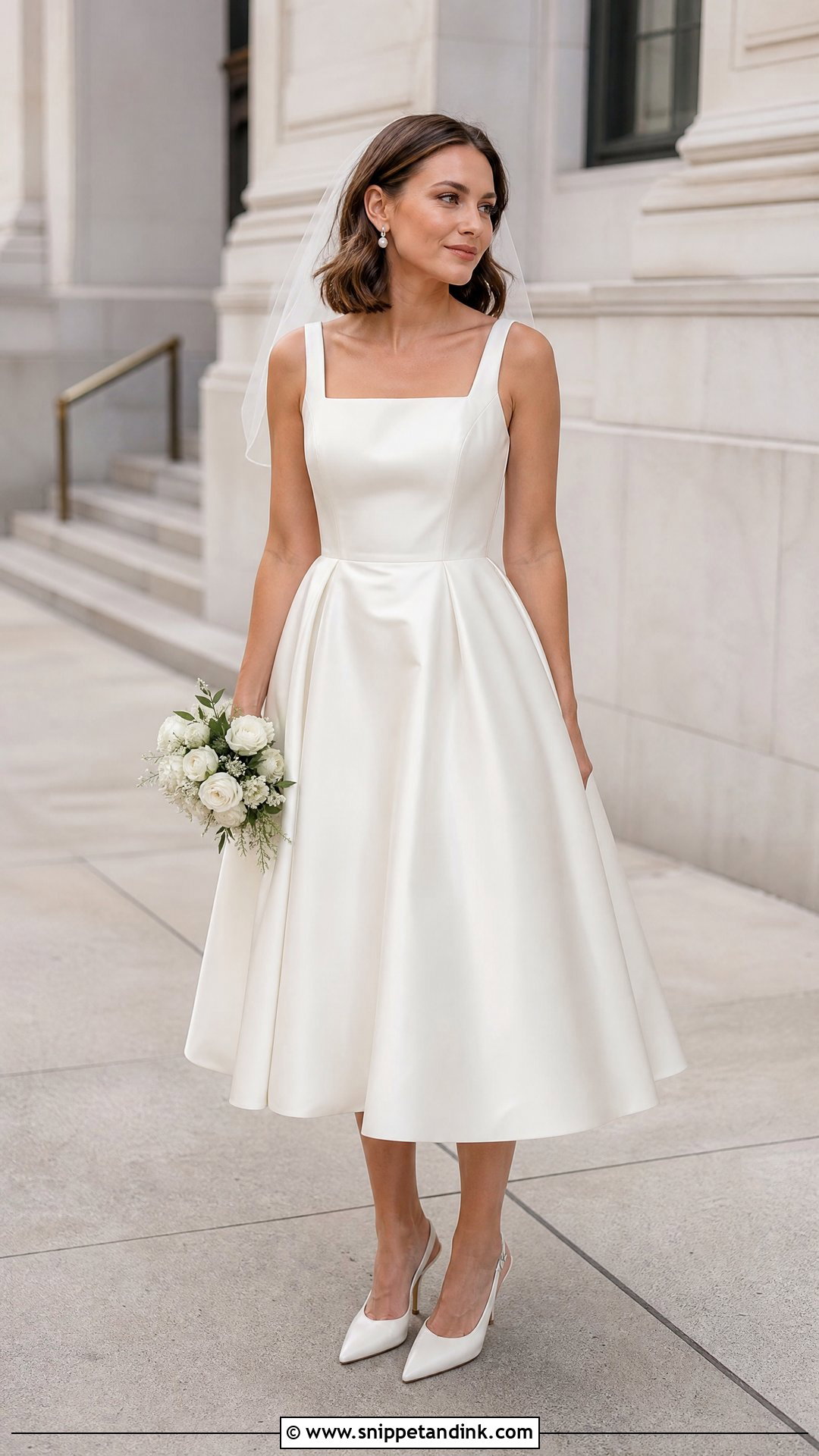 Tea Length Satin Wedding Dress - Snippet and Ink - 20 Silky Satin Wedding Dress Ideas