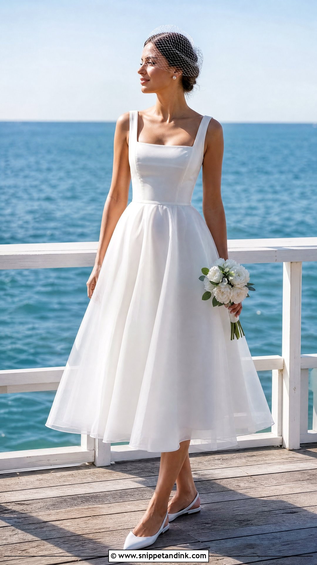 Tea Length Sea Wedding Dress - Snippet and Ink - 20 Sea Wedding Dress Ideas