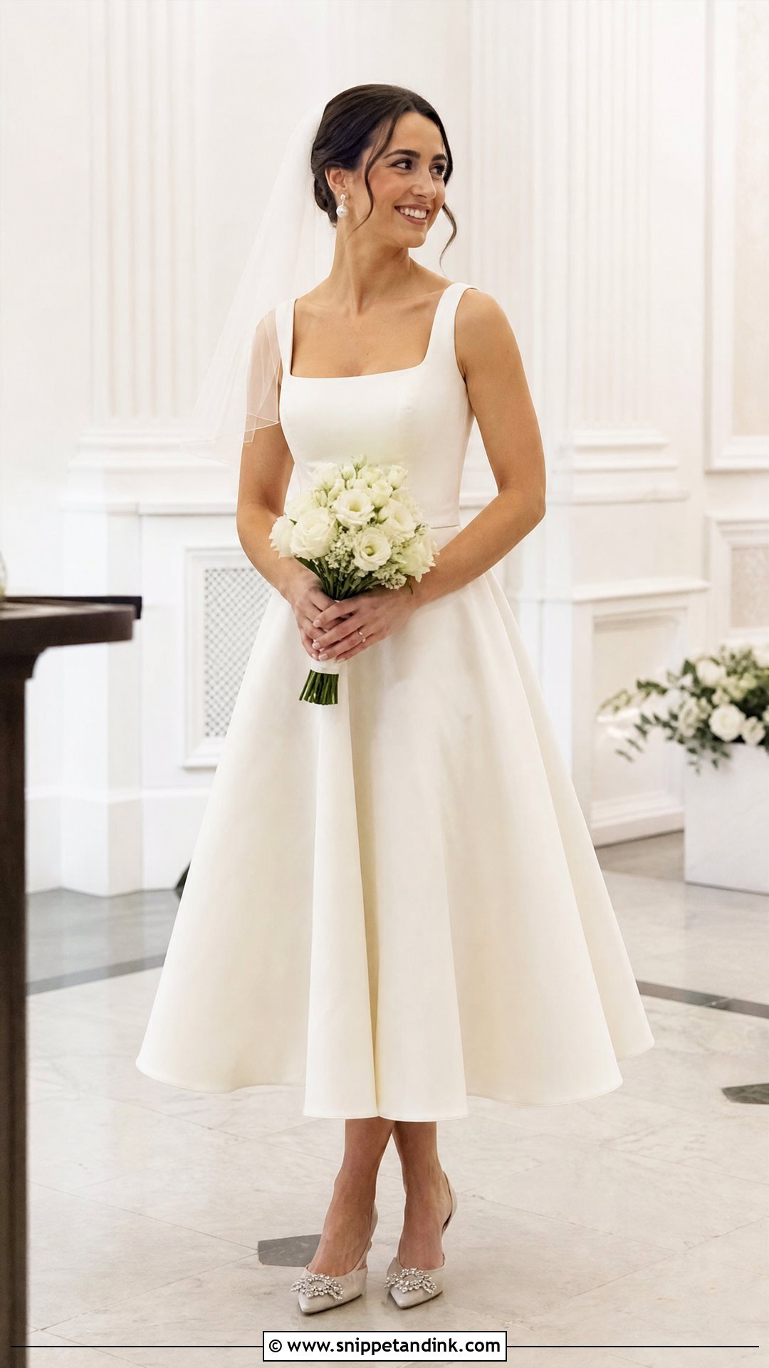 Tea Length Silk Satin Wedding Dress - Snippet and Ink - 20 Silk Satin Wedding Dresses