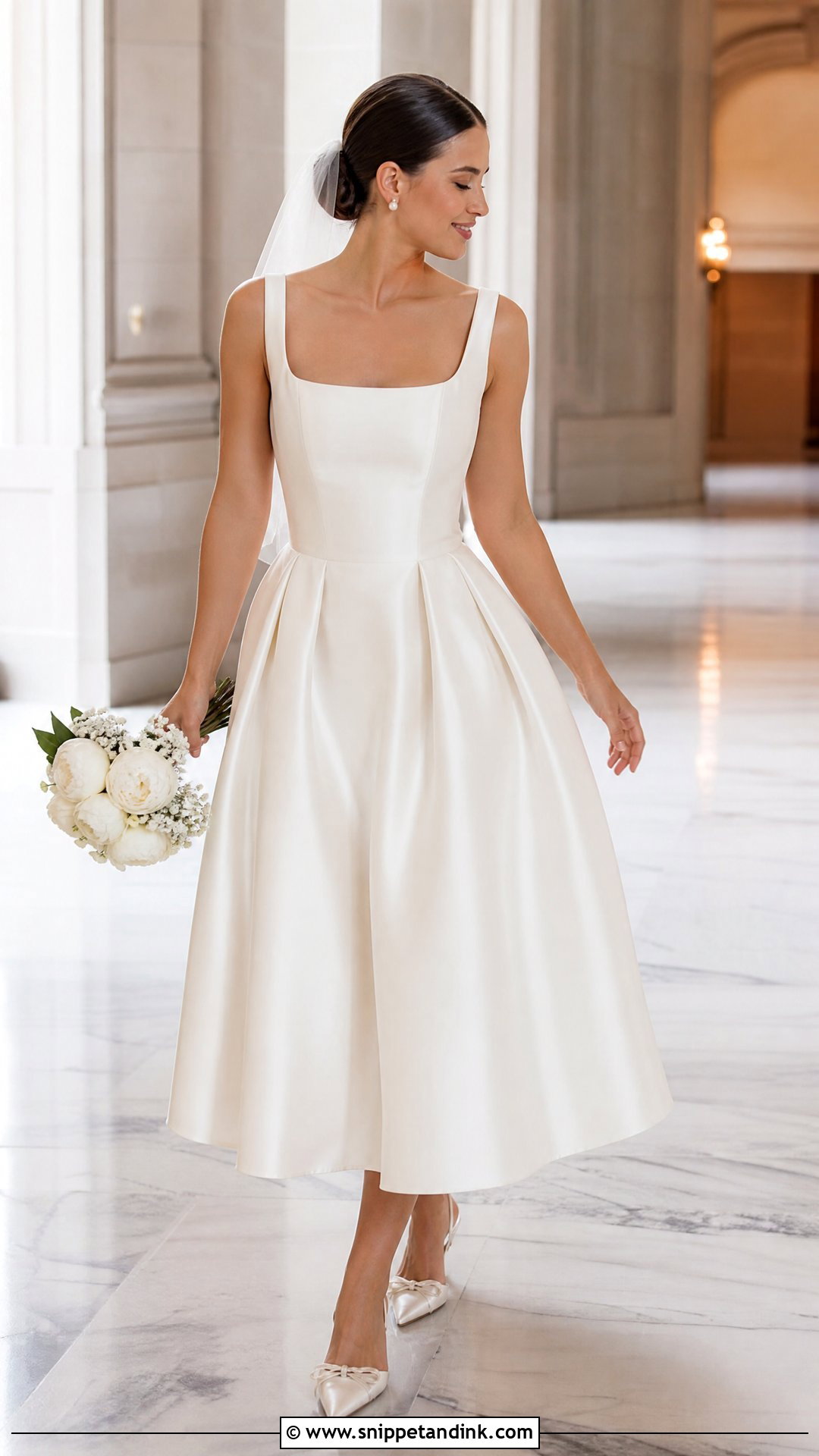 Tea Length Silk Satin Wedding Gown - Snippet and Ink - 20 Silk Satin Wedding Gown Ideas