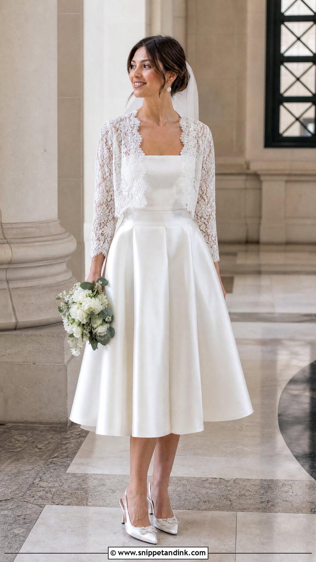 Tea Length Skirt Wedding Dress With Jacket - Snippet and Ink - 20 Skirt Wedding Dress Ideas