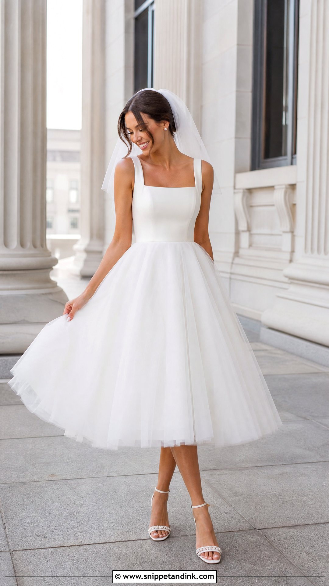 Tea Length Sleeveless Wedding Dress - Snippet and Ink - 20 Wedding Dresses No Sleeves
