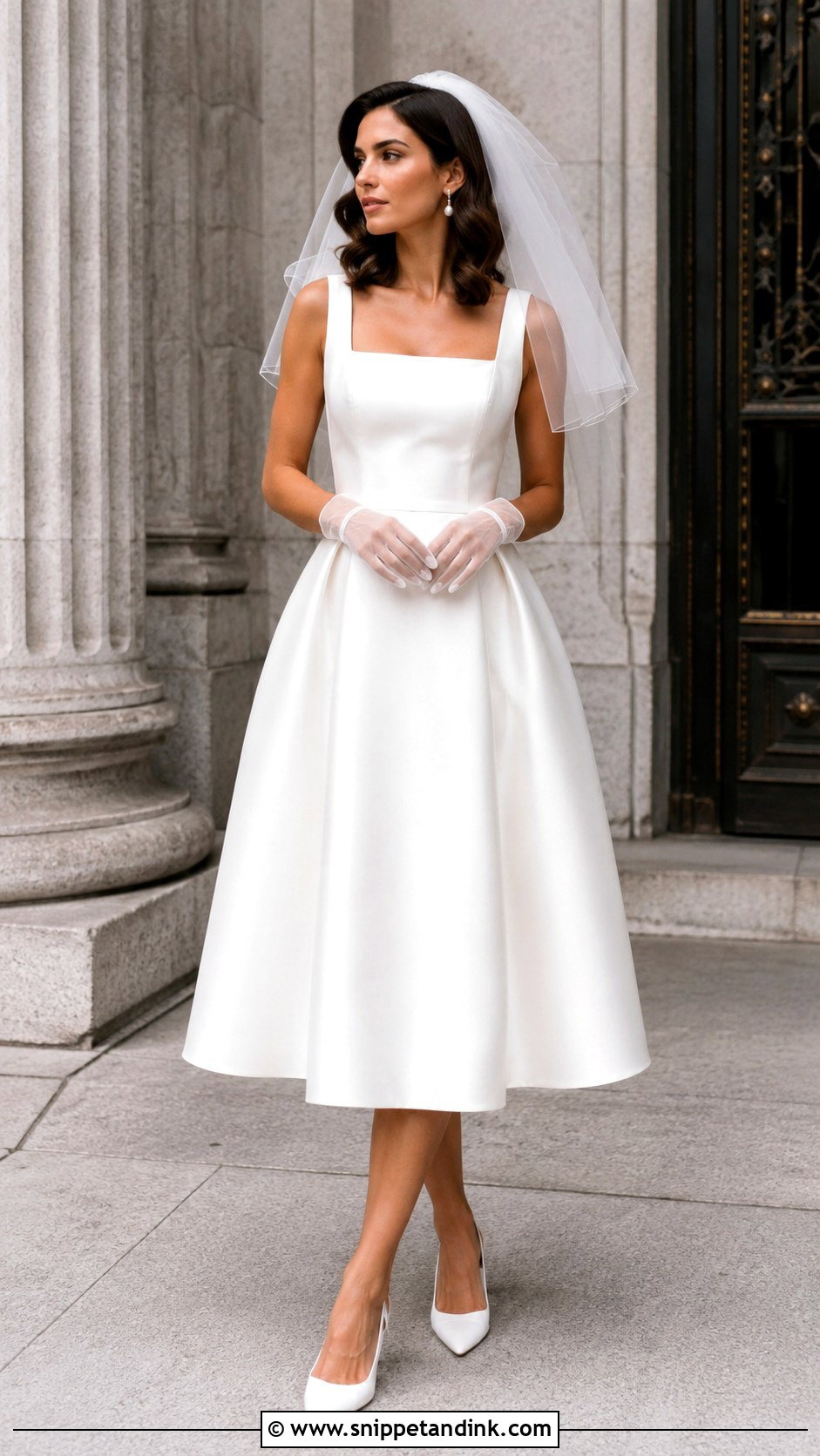 Tea Length Square Neck A Line Wedding Dress - Snippet and Ink - 20 Square Neck a Line Wedding Dress Ideas