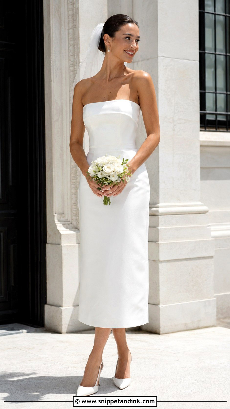 Tea Length Straight Neckline Wedding Dress - Snippet and Ink - 20 Straight Neckline Wedding Dress Ideas
