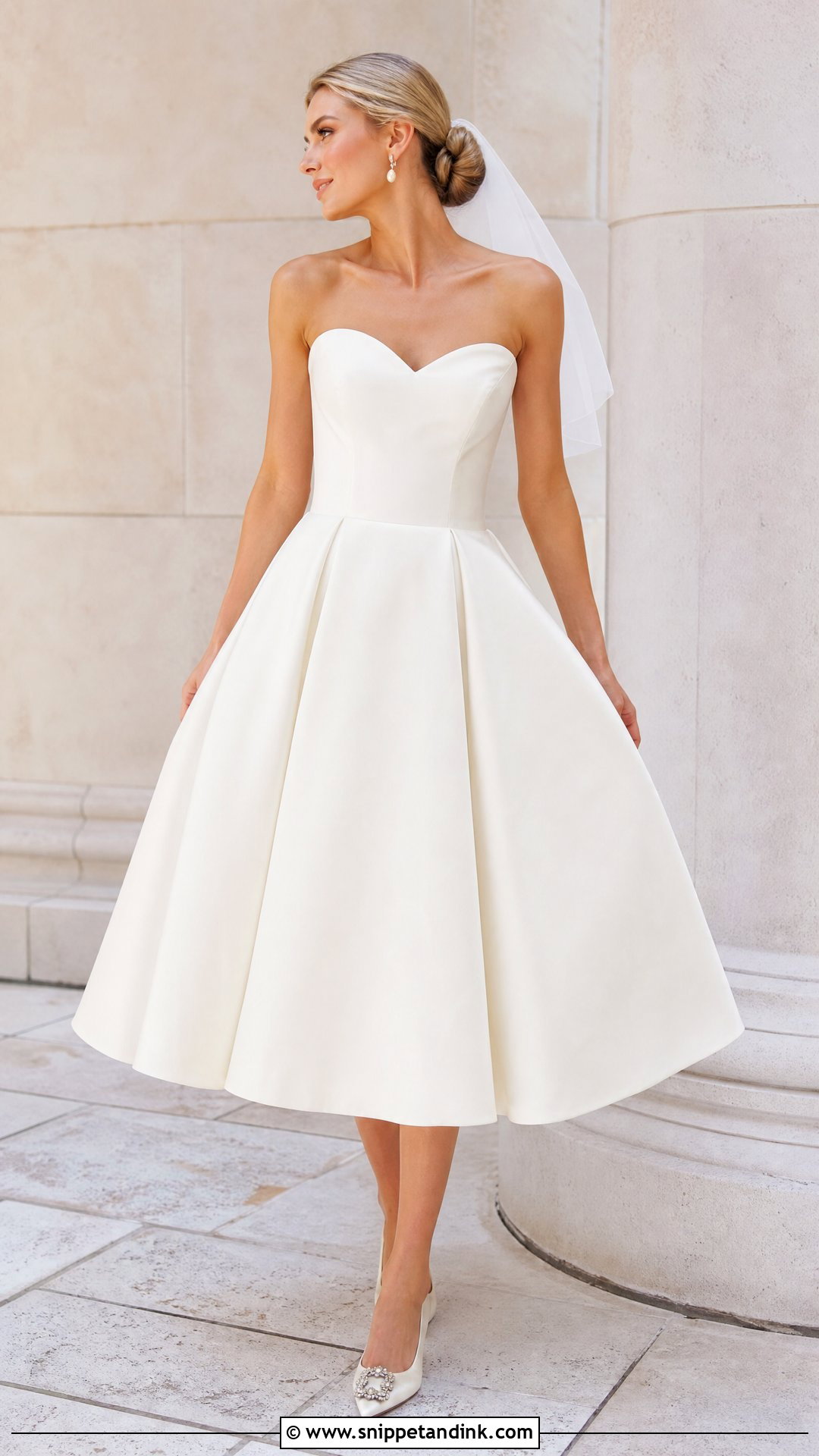 Tea Length Strapless Sweetheart Wedding Dress - Snippet and Ink - 20 Strapless Sweetheart Wedding Dress Ideas