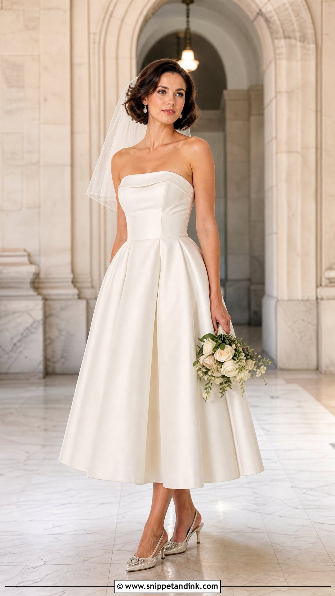 Tea Length Strapless Wedding Gown - Snippet and Ink - 20 Strapless Wedding Gown Ideas