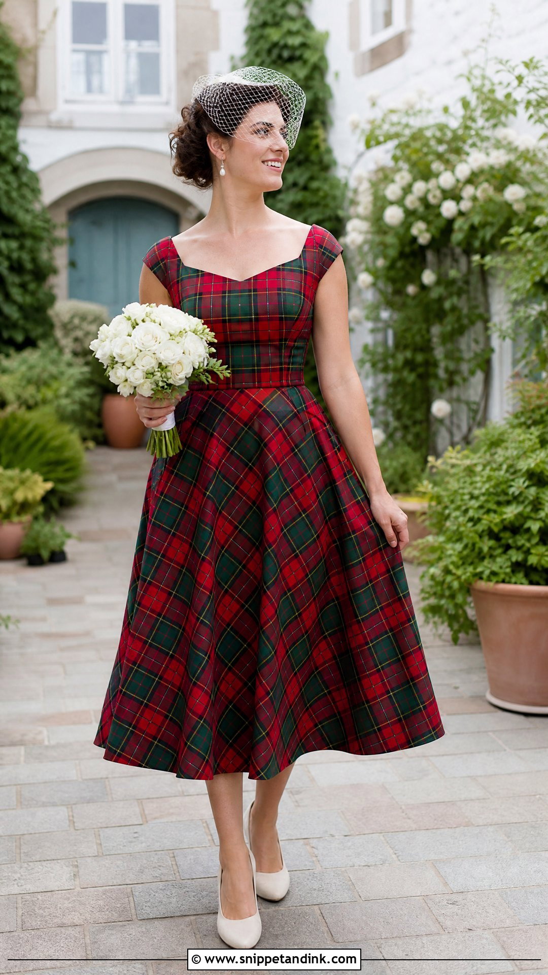 Tea Length Tartan Scottish Wedding Dress - Snippet and Ink - 20 Scottish Wedding Dresses