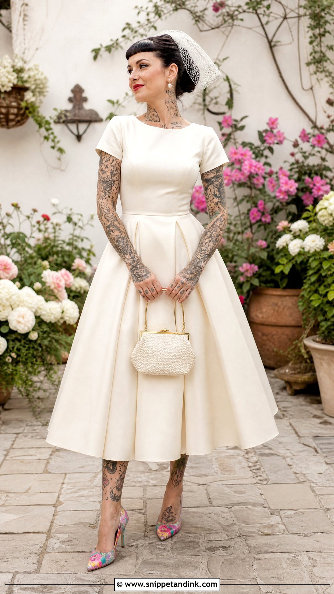 Tea Length Tattoo Wedding Dress - Snippet and Ink - 20 Tattoos Wedding Dress Ideas