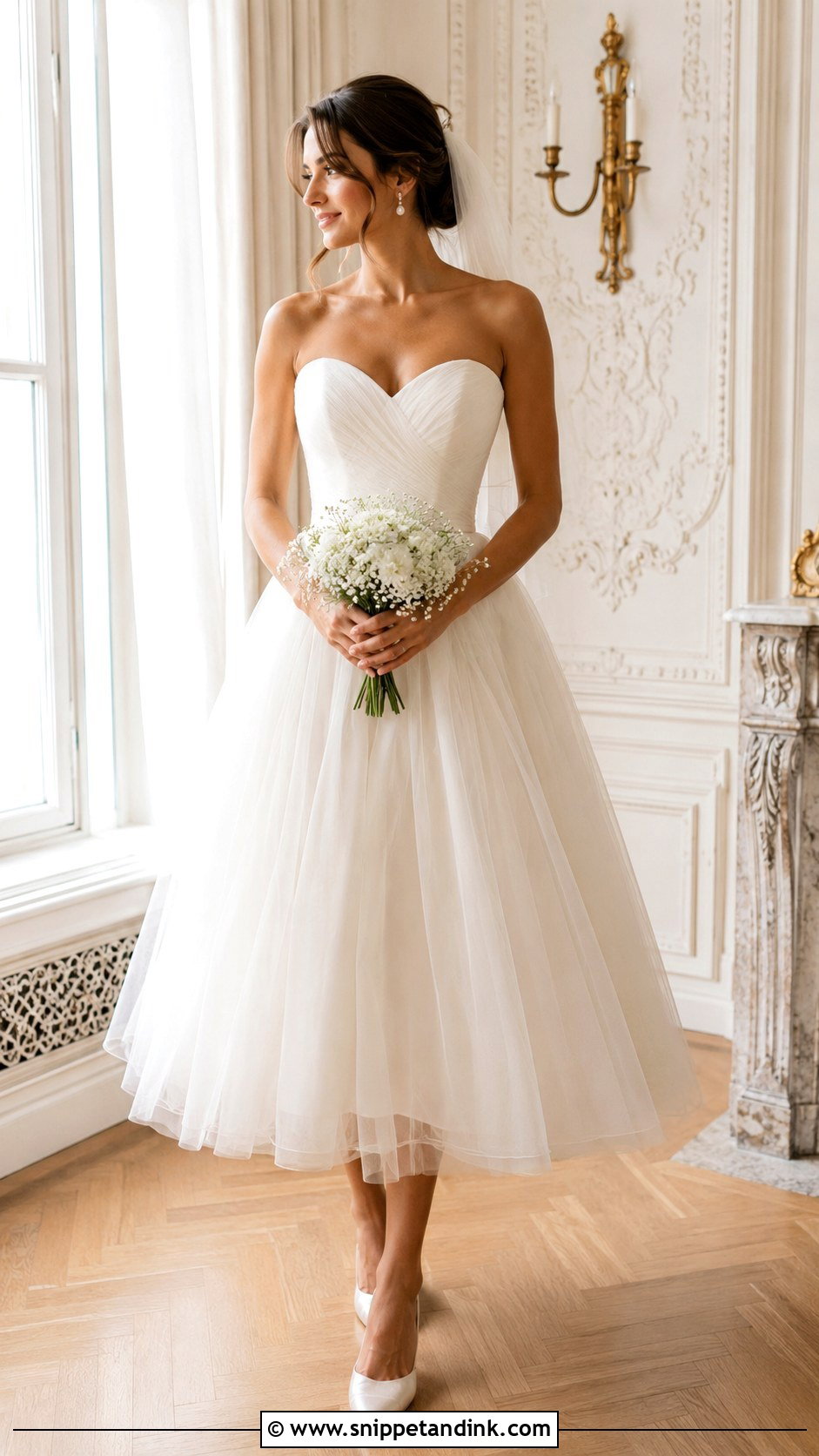Tea Length Tulle Midi Bride Dress - Snippet and Ink - 20 Midi Bride Dress Ideas