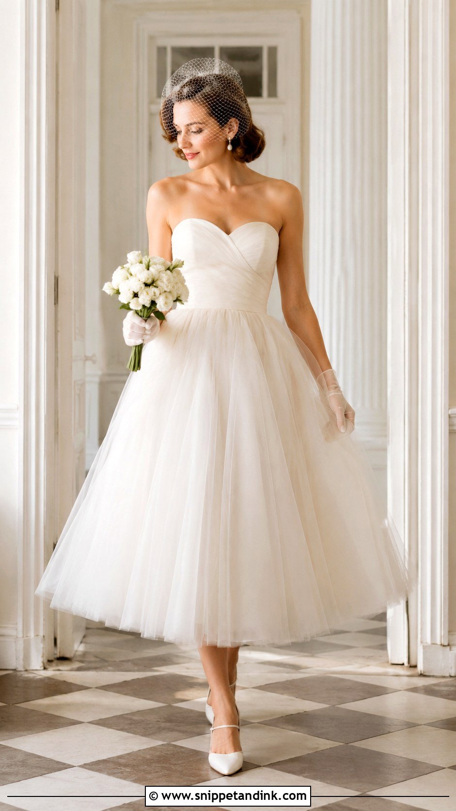 Tea Length Tulle Midi Wedding Dress - Snippet and Ink - 20 Midi Wedding Dresses