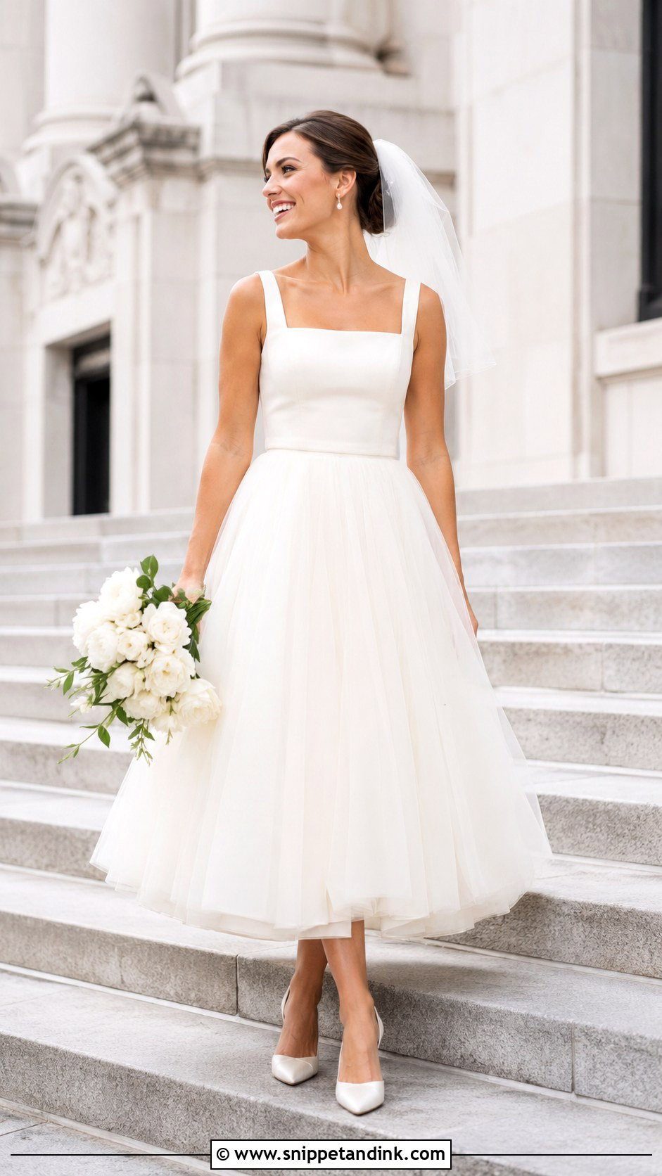 Tea Length Tulle Wedding Dress - Snippet and Ink - 20 Modern Romantic Wedding Dress Ideas