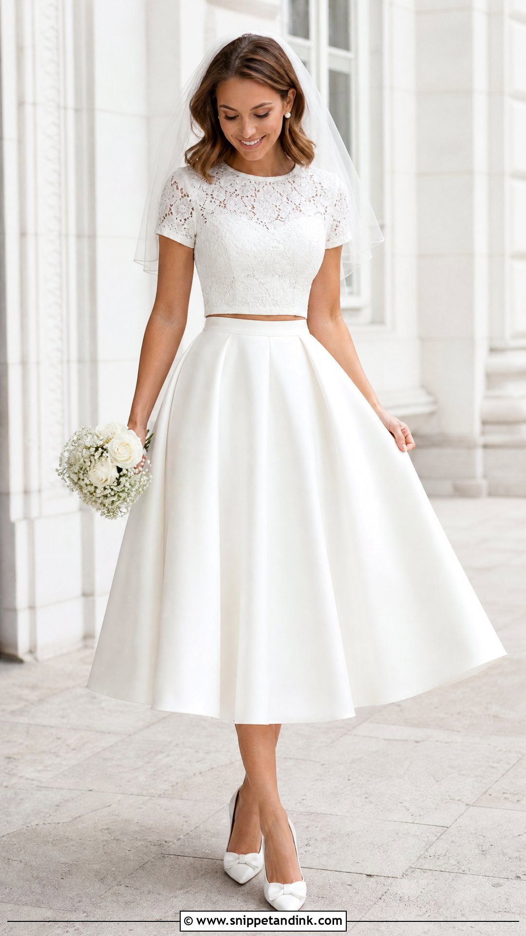 Tea Length Two Piece Wedding Dress - Snippet and Ink - 20 Two Part Wedding Dress Ideas