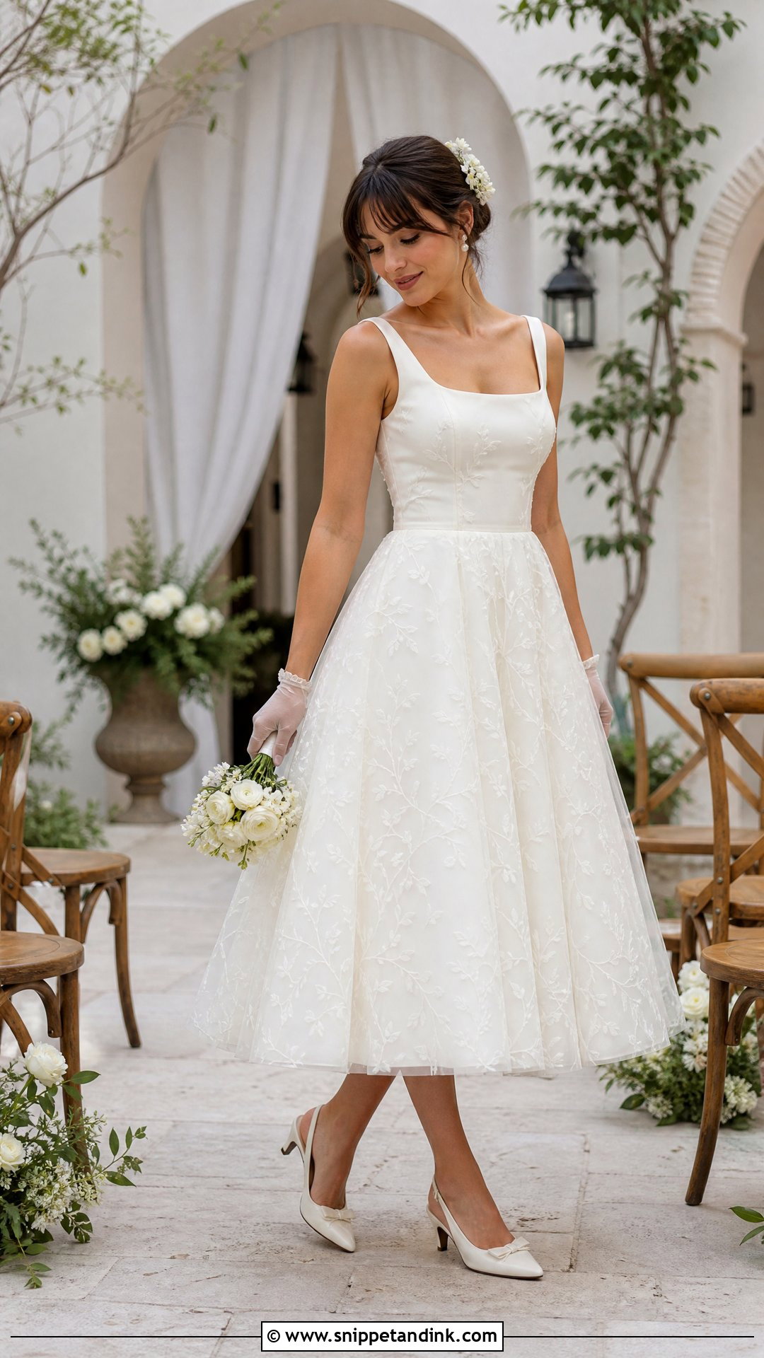 Tea Length Vine Wedding Dress - Snippet and Ink - 20 Wedding Dress with Vines Ideas