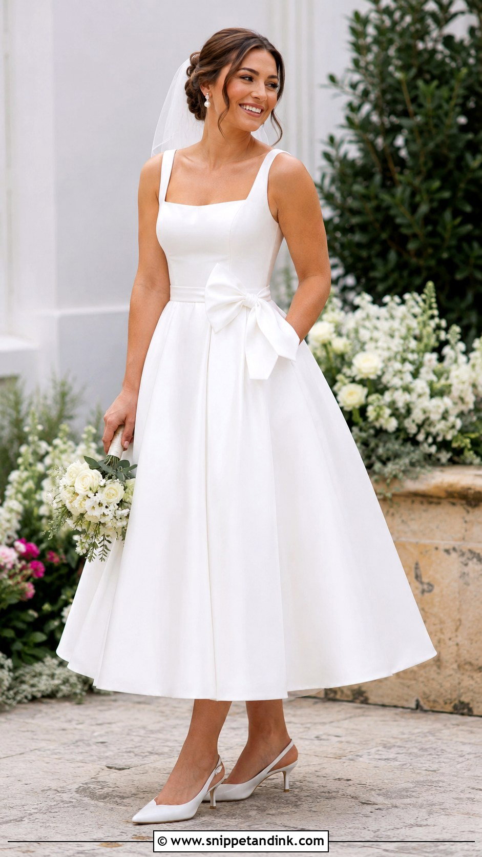 Tea Length Wedding Dress For Mid Size Bride - Snippet and Ink - 25 Mid Size Bride Ideas