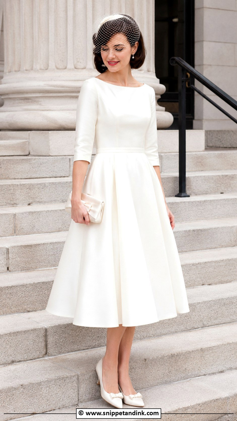 Tea Length Wedding Dress Outfit - Snippet and Ink - 30 Civil Marriage Dress Ideas