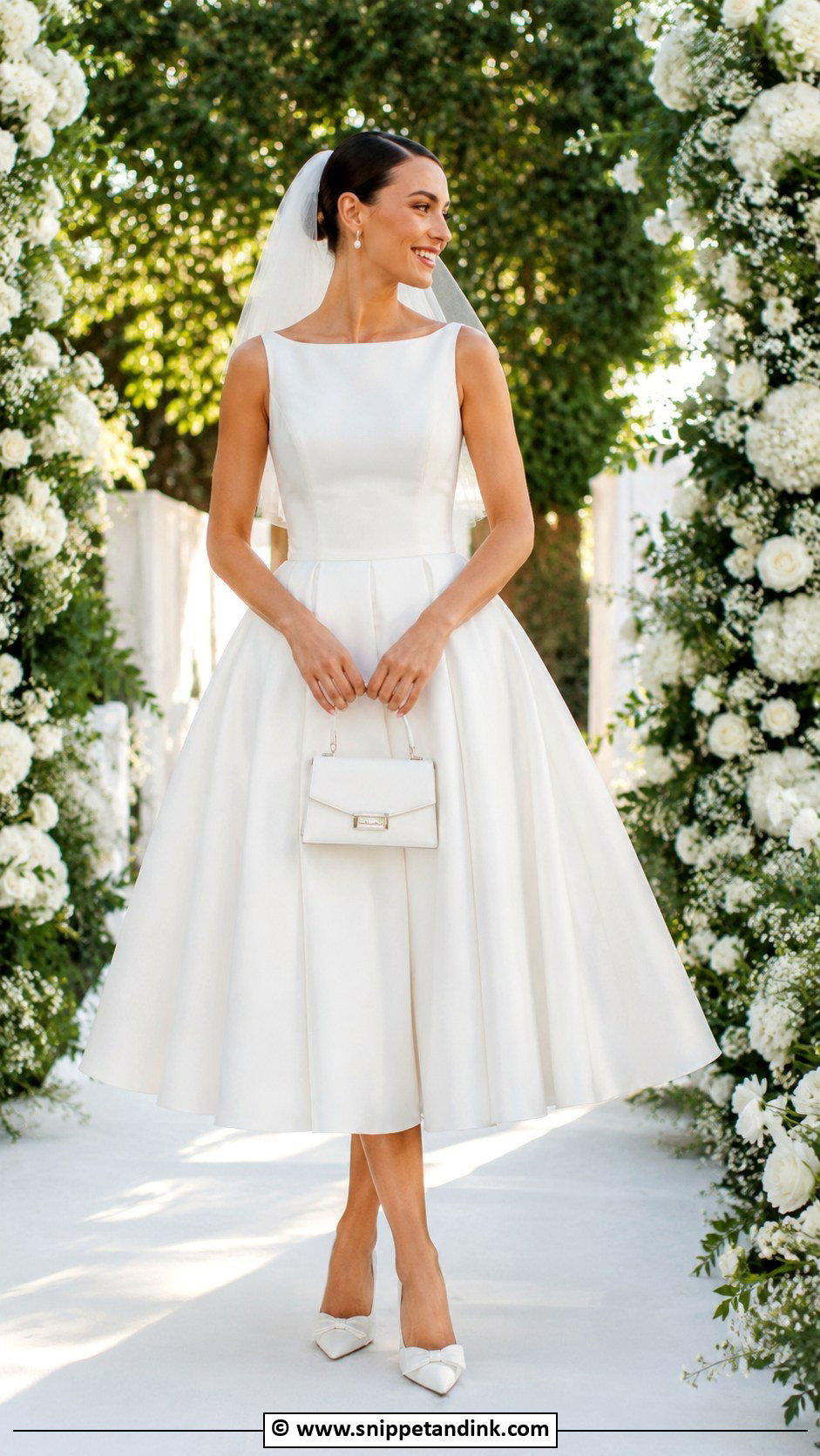 Tea Length Wedding Dress Outfit - Snippet and Ink - 25 Bride Wedding Outfits