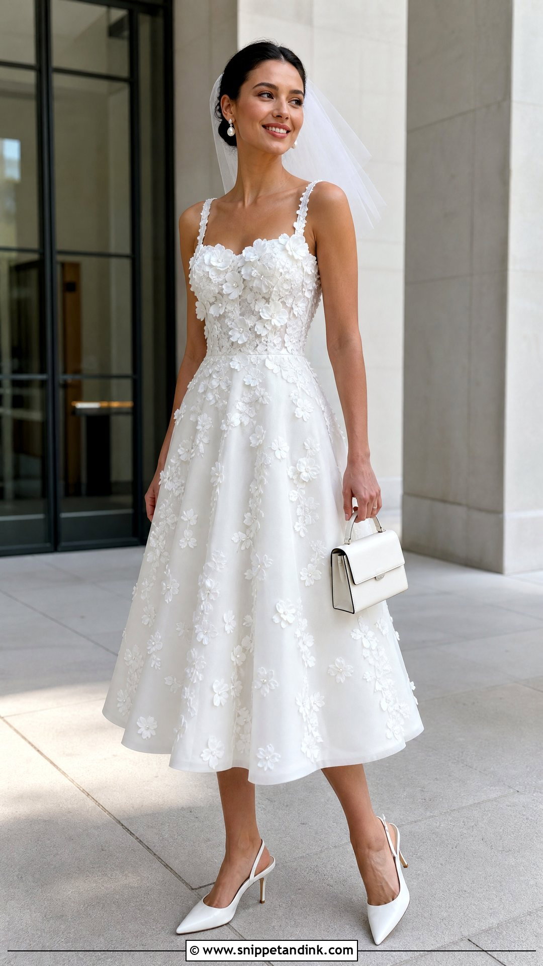 Tea Length Wedding Dress With 3D Flowers - Snippet and Ink - 20 Wedding Dress 3d Flowers