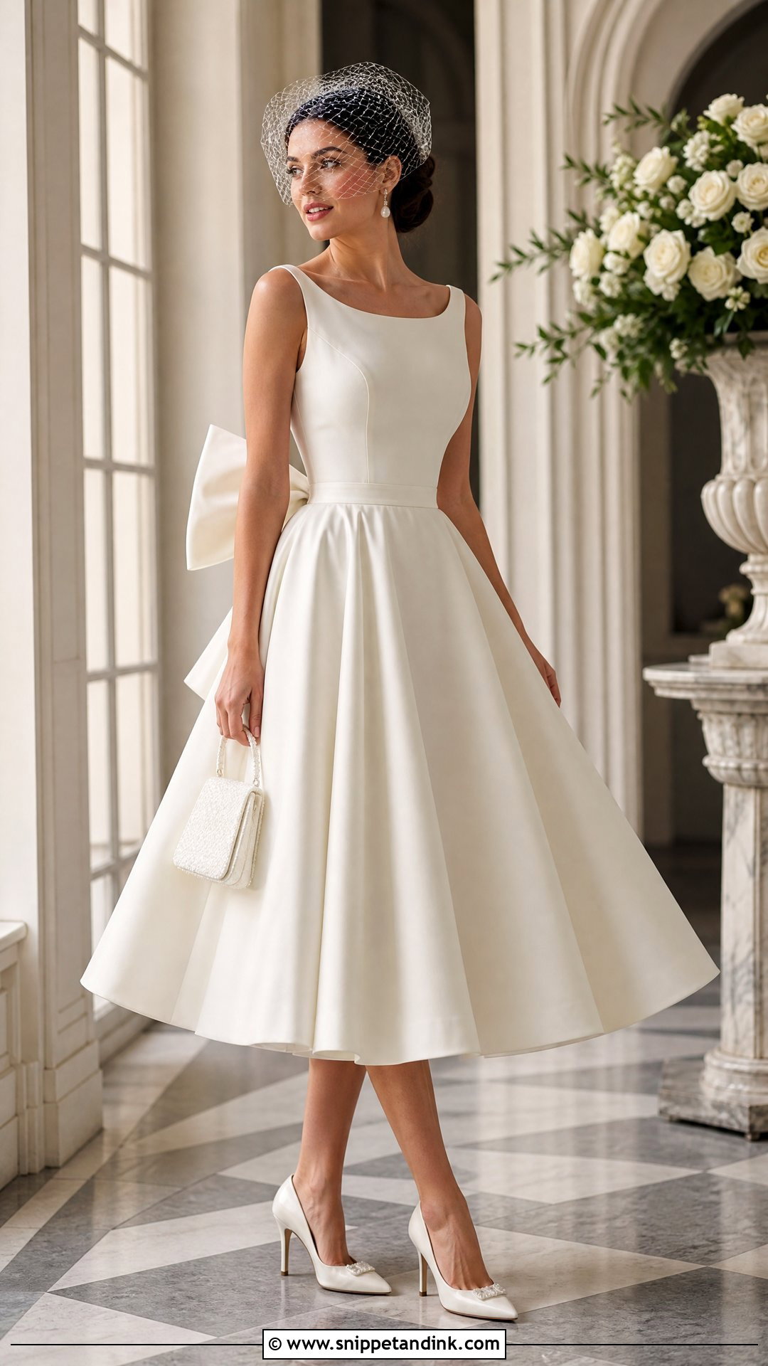 Tea Length Wedding Dress With Back Bow - Snippet and Ink - 20 Short Wedding Dress with Bow Ideas