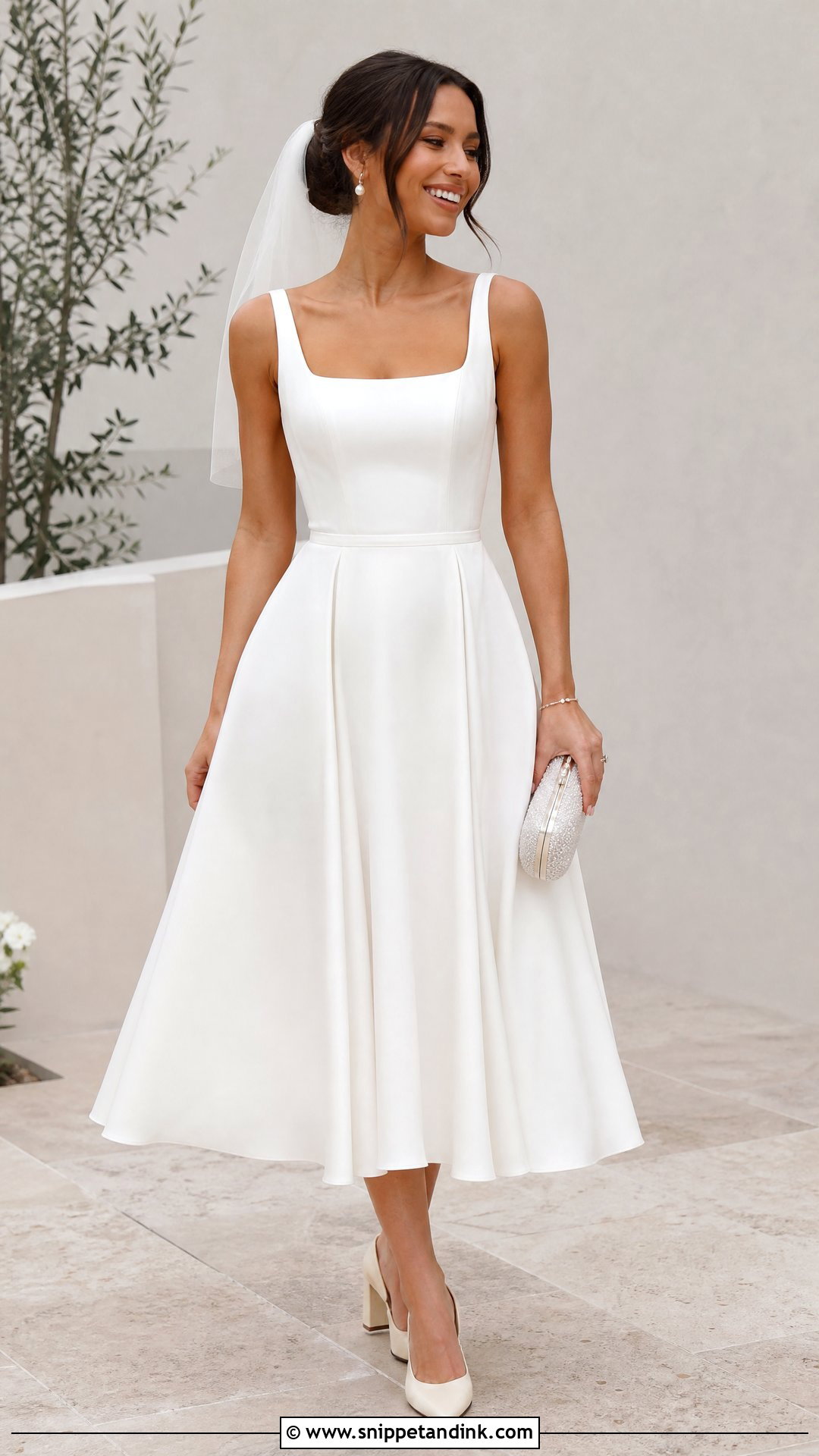 Tea Length Wedding Dress With Block Heels - Snippet and Ink - 25 Different Wedding Dress Styles