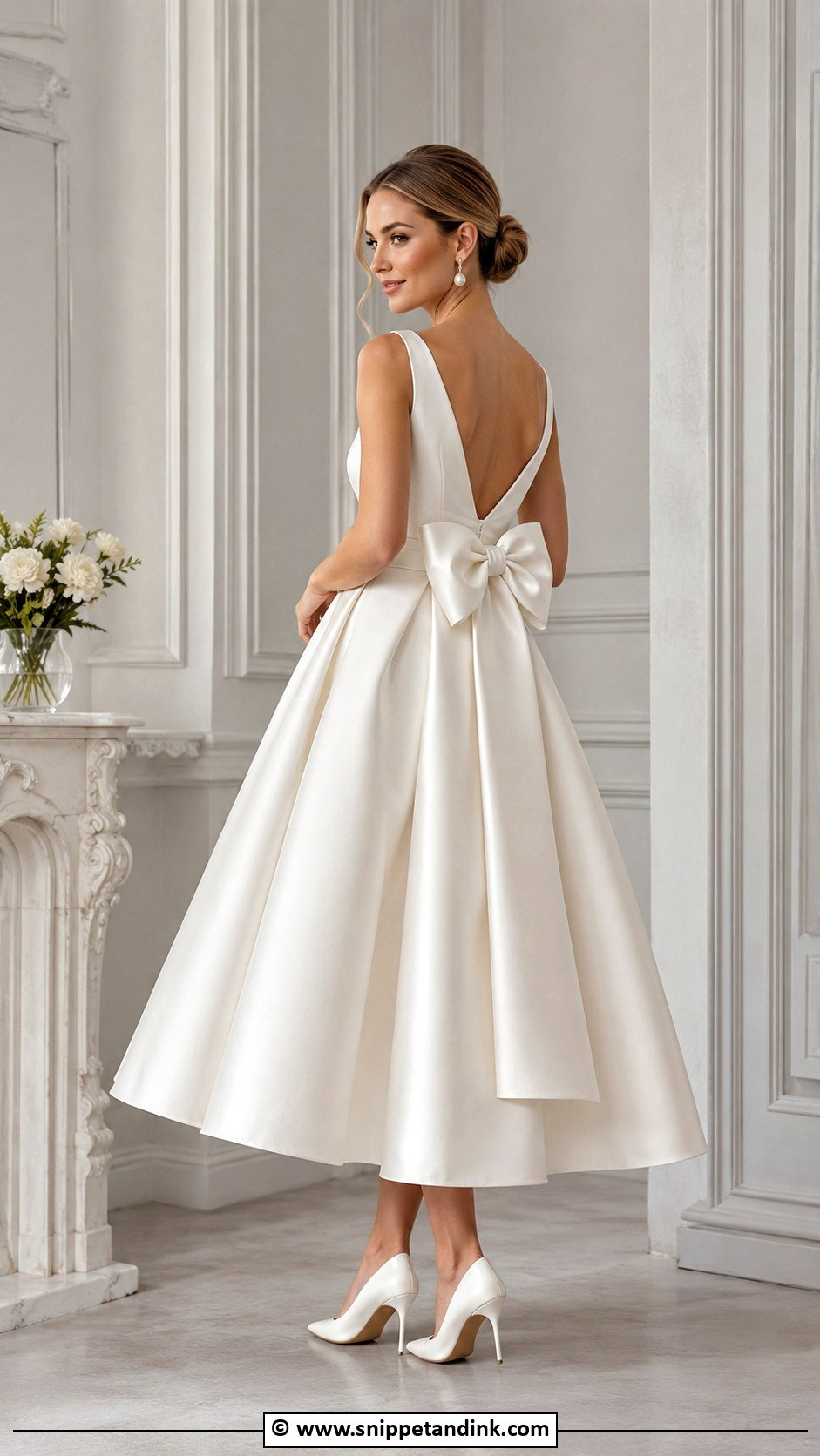 Tea Length Wedding Dress With Bow - Snippet and Ink - 30 Tea Length Wedding Dress Ideas