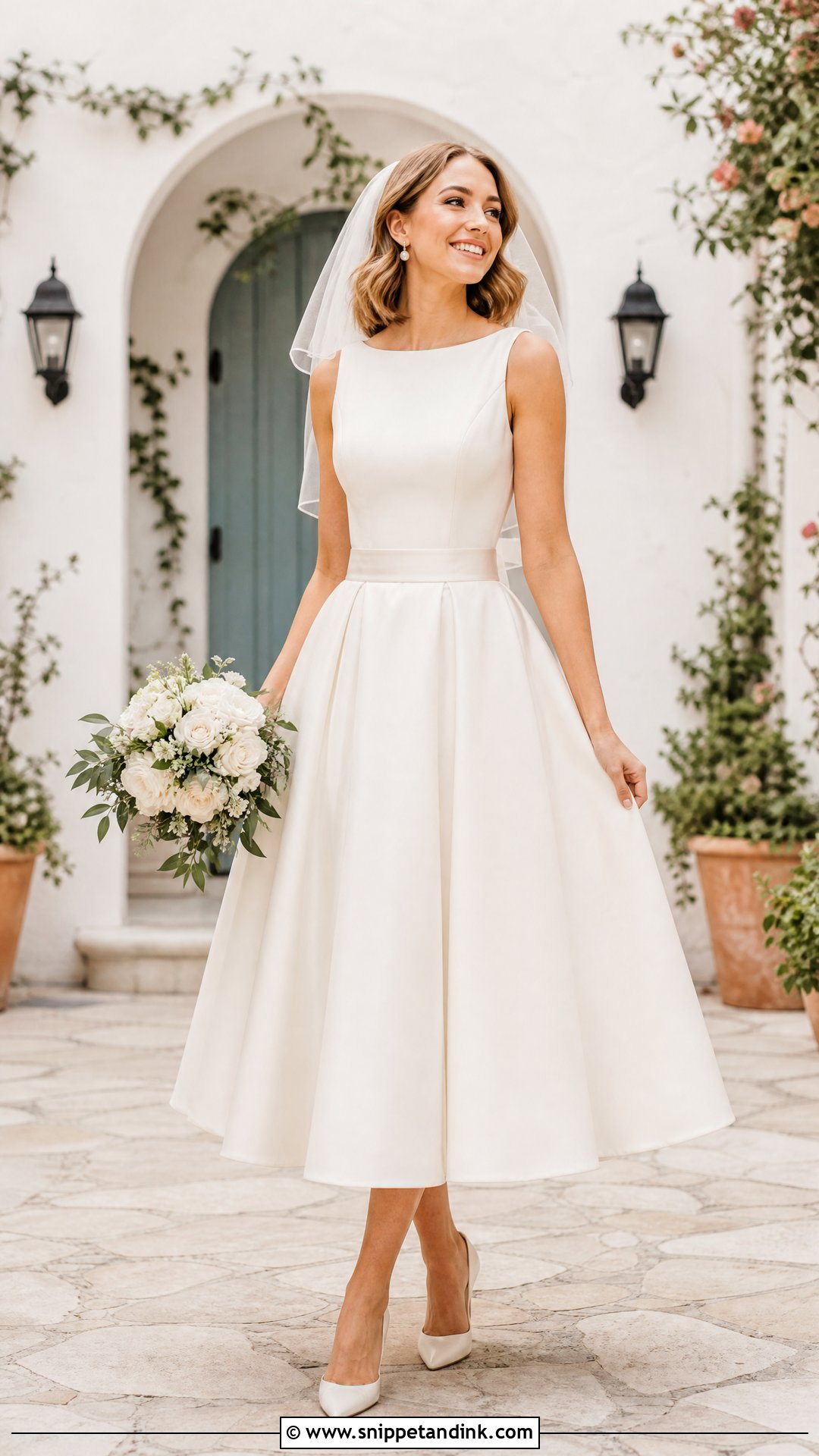 Tea Length Wedding Dress With Bow Belt - Snippet and Ink - 20 Wedding Dress with Bows Ideas