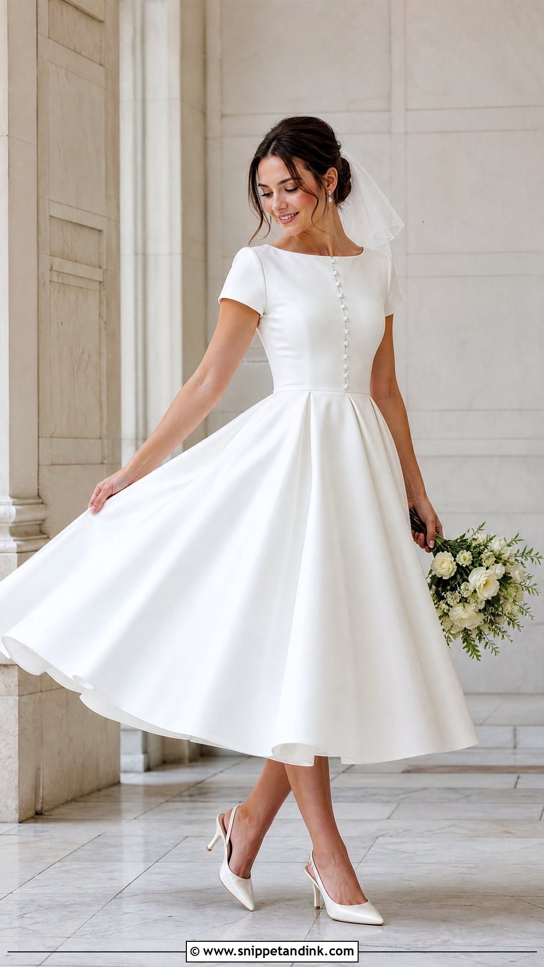 Tea Length Wedding Dress With Button Back - Snippet and Ink - 20 Wedding Dress Buttons Down Back Ideas