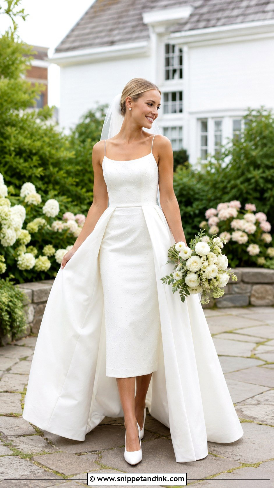 Tea Length Wedding Dress With Detachable Overskirt - Snippet and Ink - 25 2 in 1 Convertible Wedding Dresses