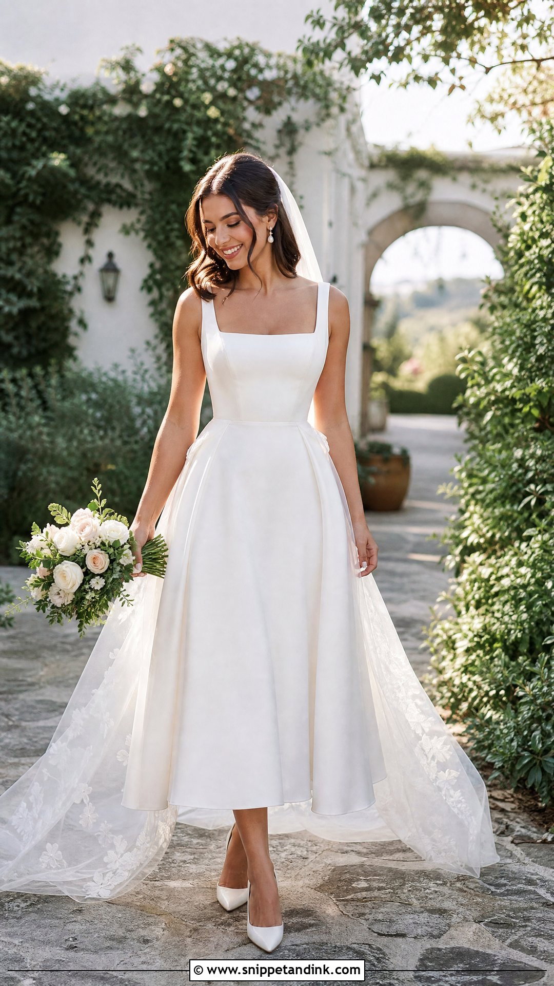 Tea Length Wedding Dress With Detachable Train - Snippet and Ink - 25 Detachable Train Wedding Dress Ideas