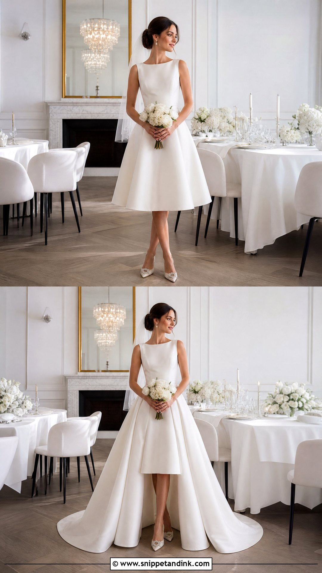 Tea Length Wedding Dress With Full Overskirt - Snippet and Ink - 20 Two in One Convertible Wedding Dress Ideas