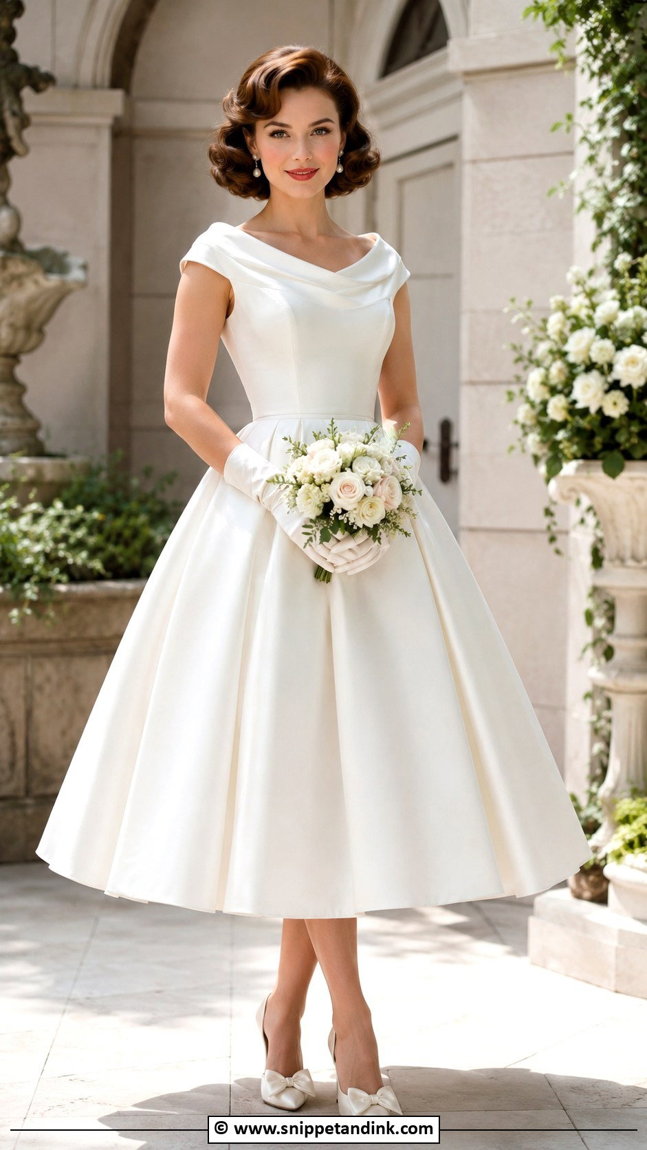 Tea Length Wedding Dress With Gloves - Snippet and Ink - 30 Wedding Dress with Gloves Ideas