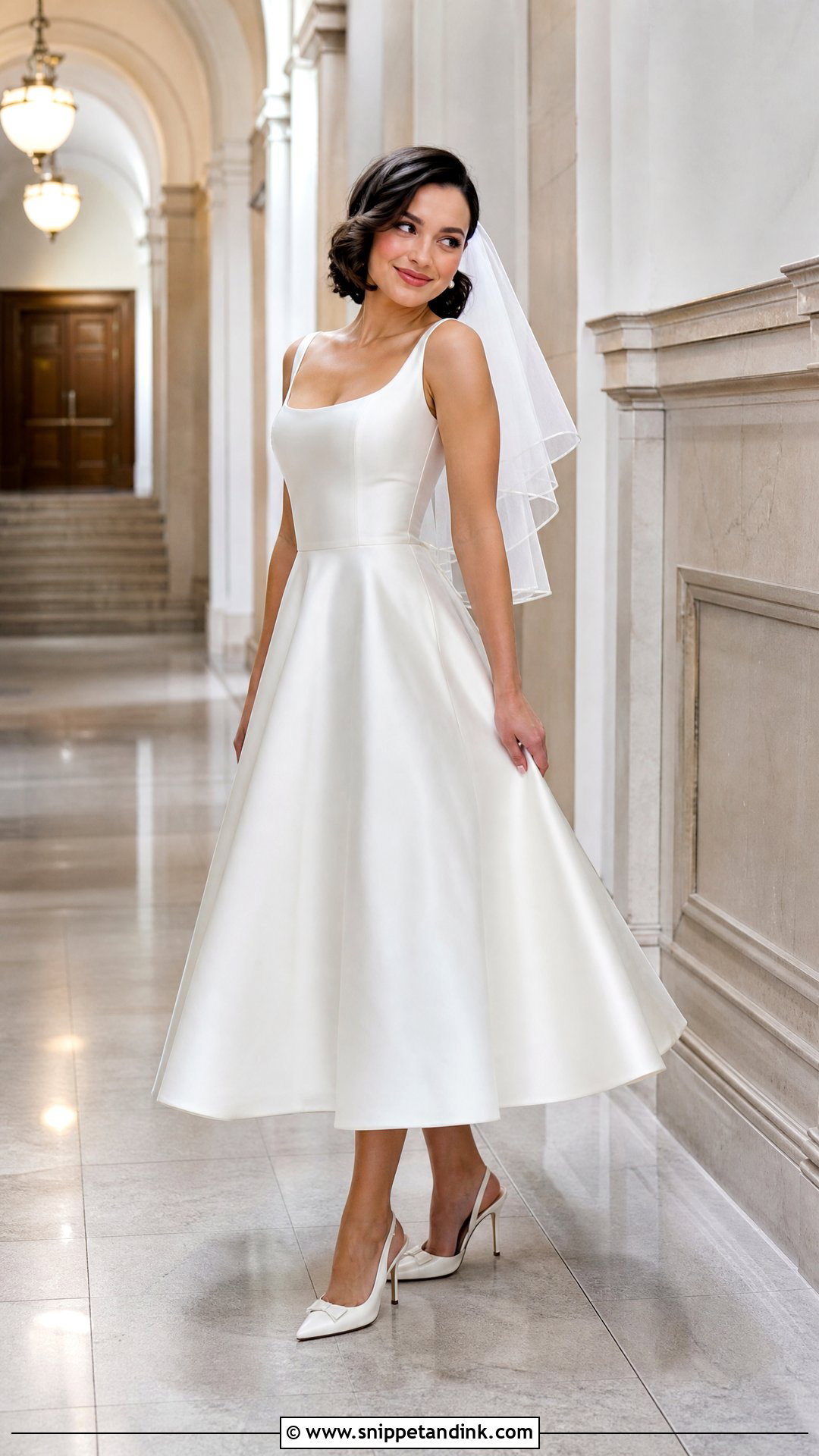 Tea Length Wedding Dress With Heels - Snippet and Ink - 20 Wedding Dresses Women