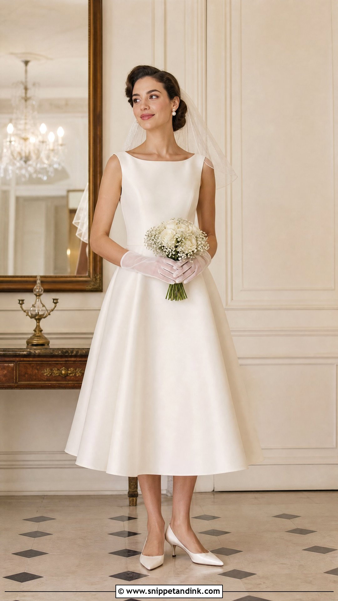 Tea Length Wedding Dress With Kitten Heels - Snippet and Ink - 25 Wedding Footwear Ideas