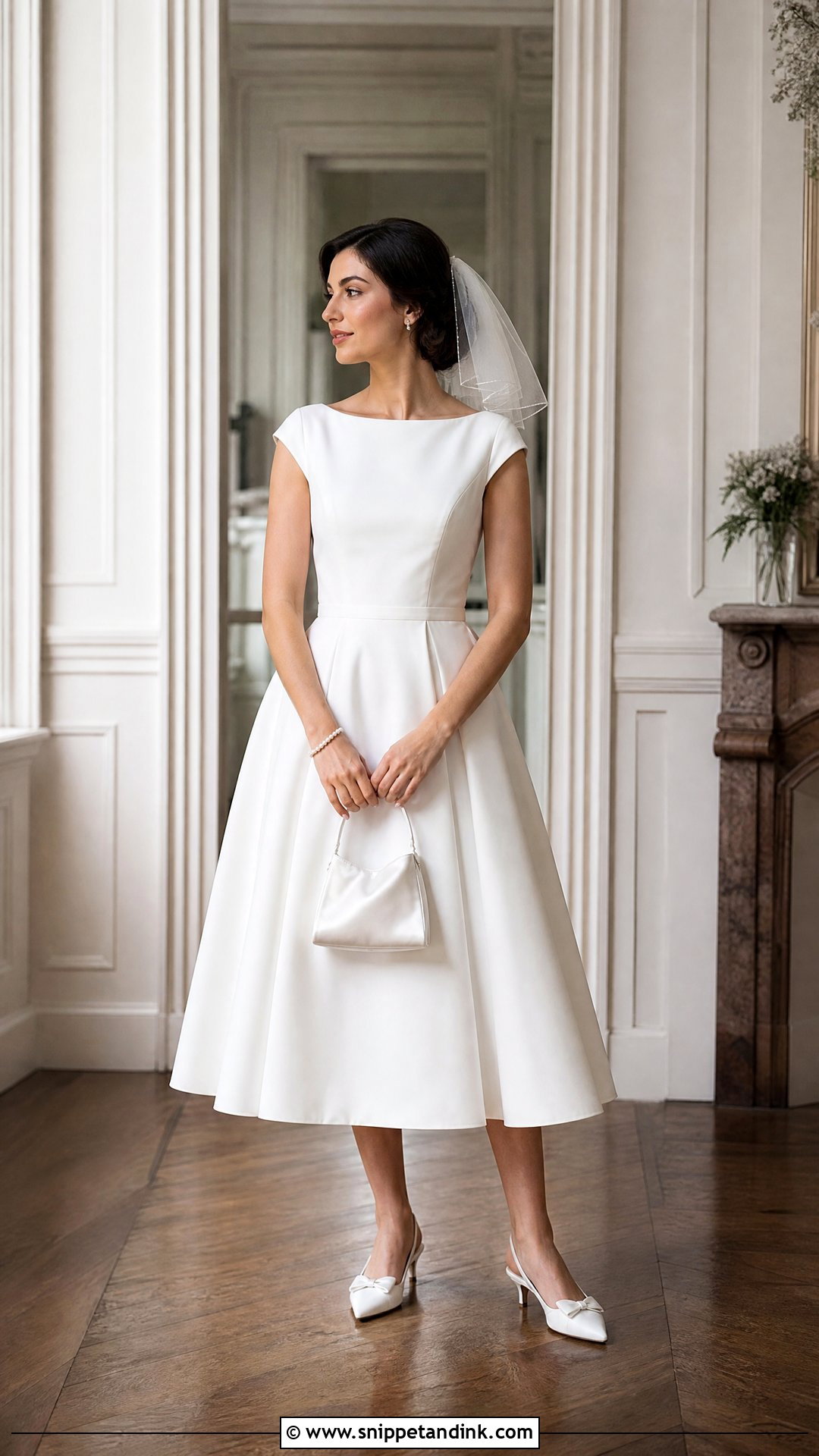 Tea Length Wedding Dress With Kitten Heels - Snippet and Ink - 20 Simple Casual Wedding Dress Ideas