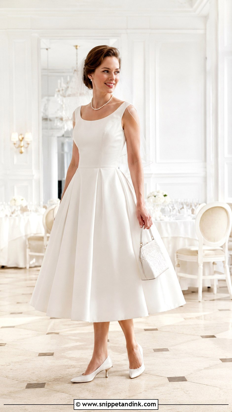 Tea Length Wedding Dress With Kitten Heels - Snippet and Ink - 25 Short Elegant Wedding Dress Ideas