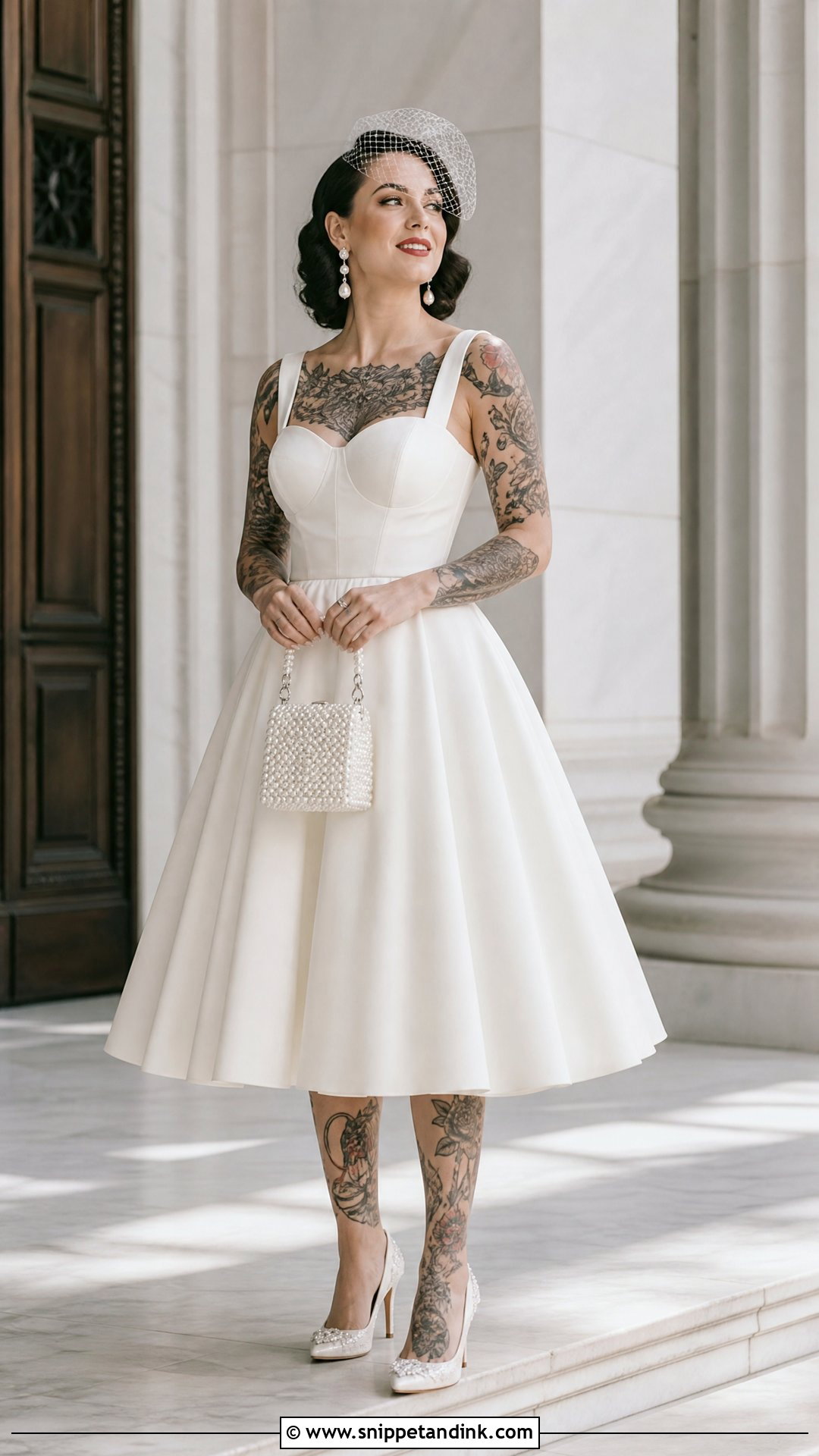 Tea Length Wedding Dress With Leg Tattoos - Snippet and Ink - 20 Wedding Dress with Tattoos Brides Ideas