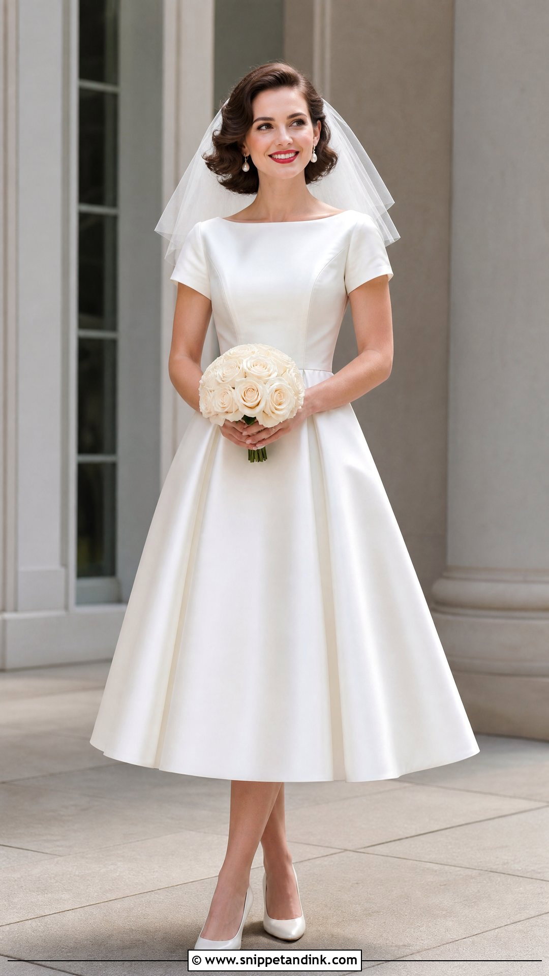 Tea Length Wedding Dress With Low Heels - Snippet and Ink - 20 Simple Traditional Wedding Dress Ideas