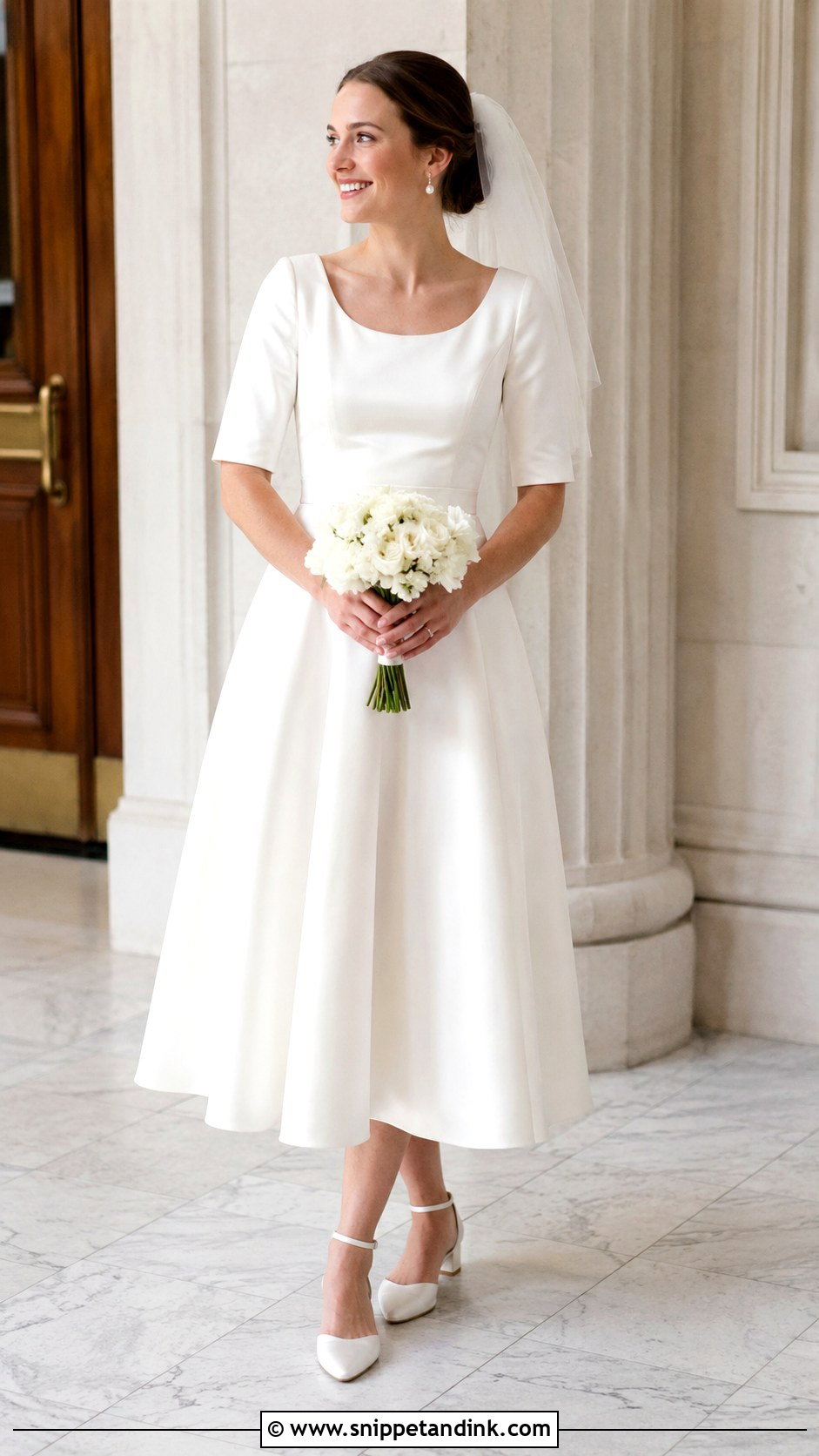 Tea Length Wedding Dress With Low Heels - Snippet and Ink - 20 Decent Wedding Dresses