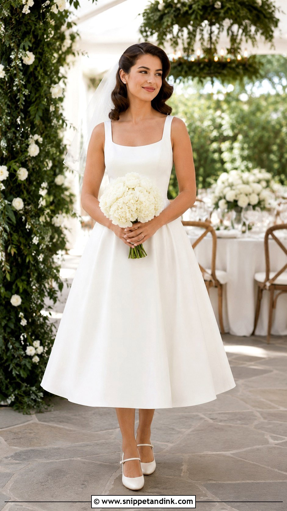 Tea Length Wedding Dress With Mary Jane Shoes - Snippet and Ink - 20 Very Simple Wedding Dress Ideas