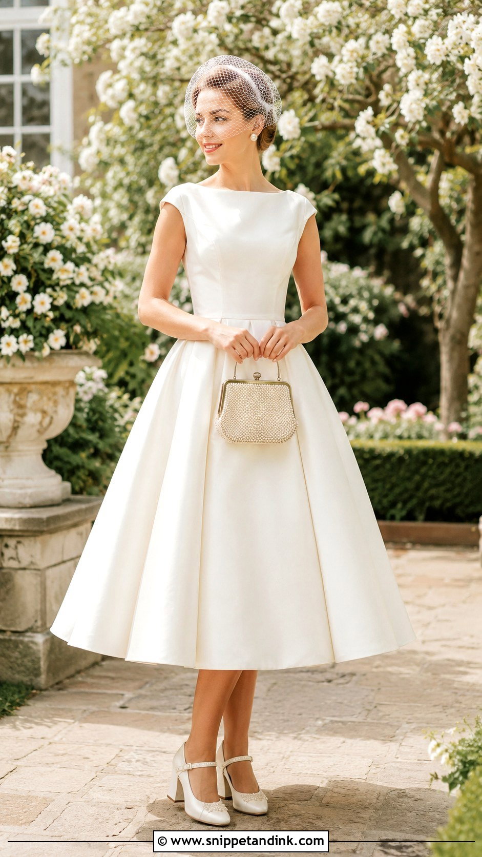 Tea Length Wedding Dress With Mary Jane Shoes - Snippet and Ink - 20 Alternative Modern Bride Wedding Dress Ideas